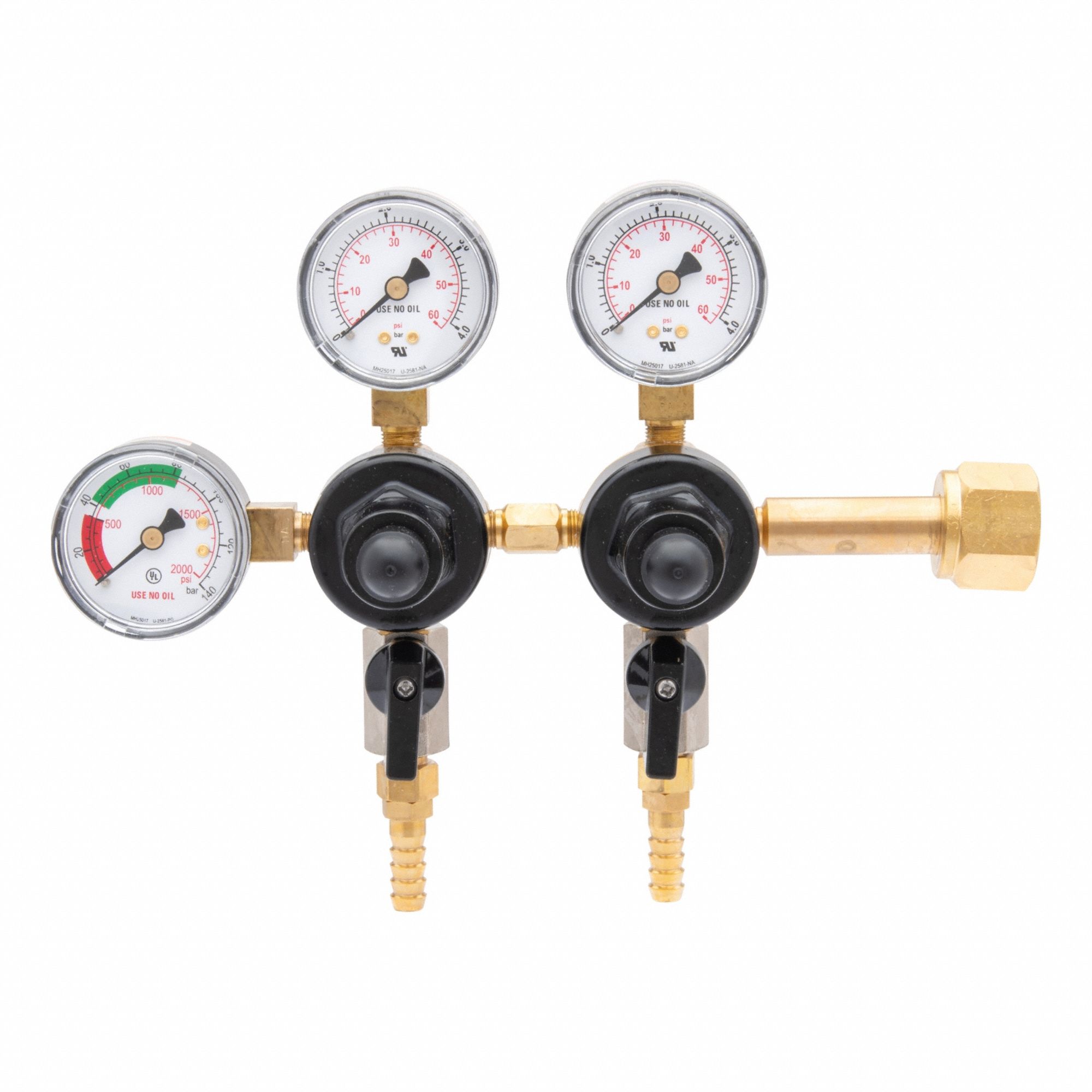 Beverage Gas Regulator: For Beer Beverage, For Carbon Dioxide Gas, 2 Regulators, 2 Outlets