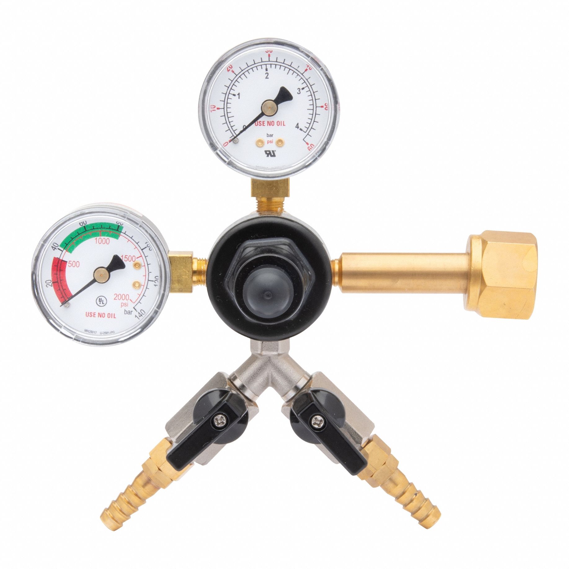 Beverage Gas Regulator: For Beer Beverage, For Carbon Dioxide Gas, 1 Regulators, 2 Outlets