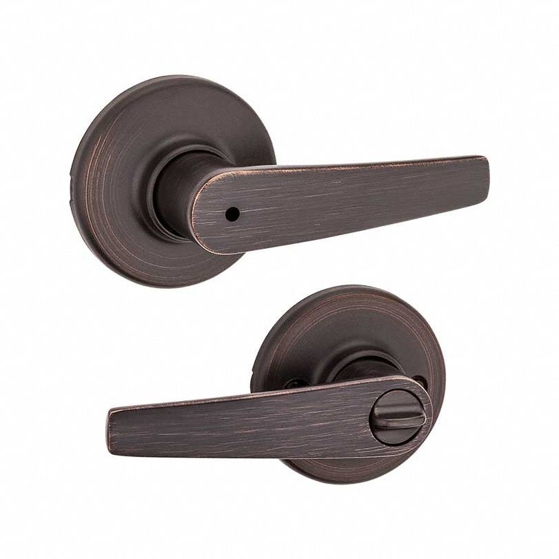 Door Lever Lockset: Privacy Lever Locksets, Bronze, ADA Compliant