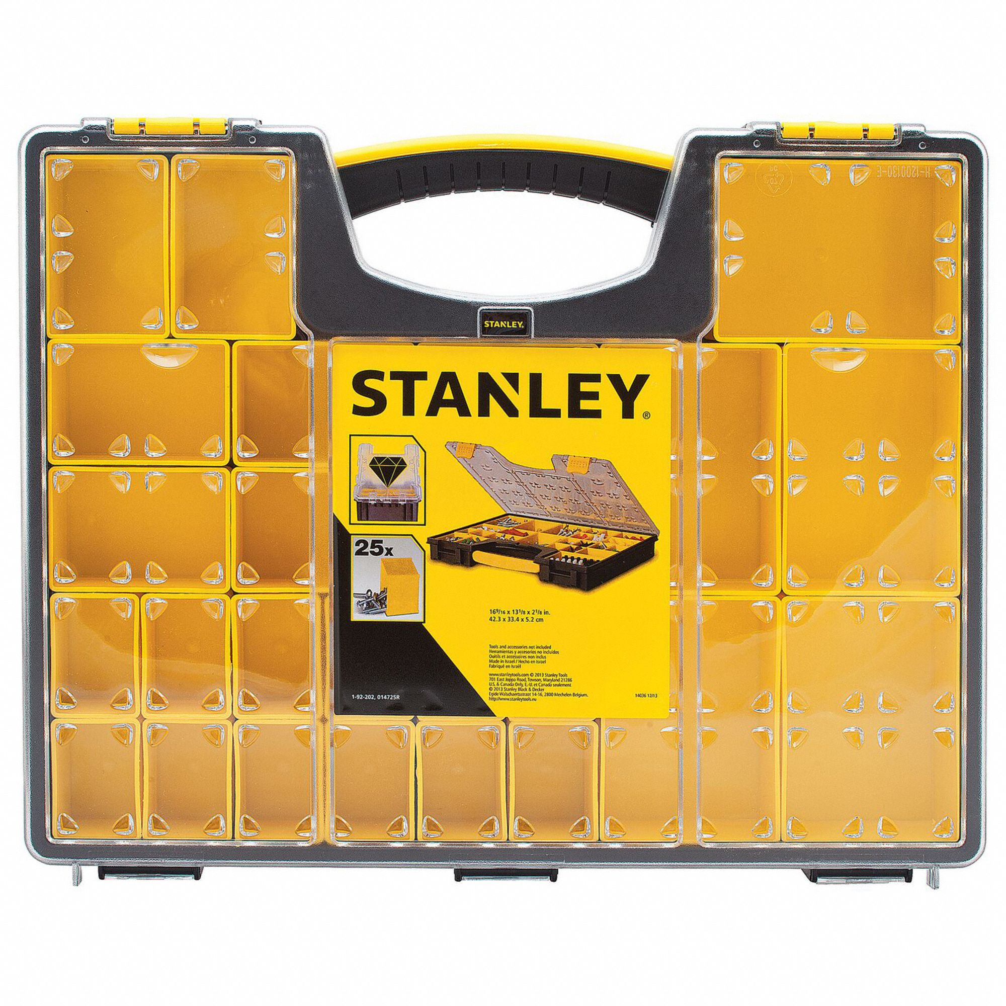 STANLEY, 13 1/4 in x 16 1/2 in x 2 1/8 in, Clear/Black/Yellow
