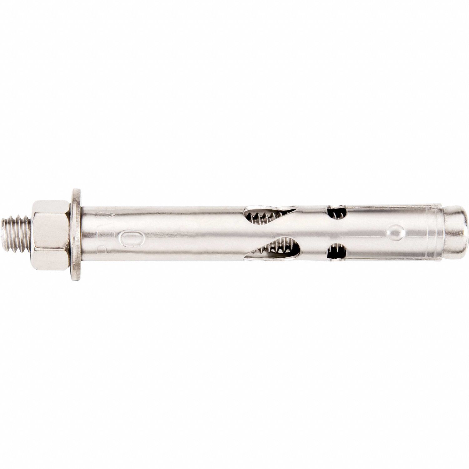 Sleeve Anchor: 4 1/4 in Overall Lg, 3/4 in Dia, 5/8"-11 Thread Size, Steel, Plain, Hex, 10 PK