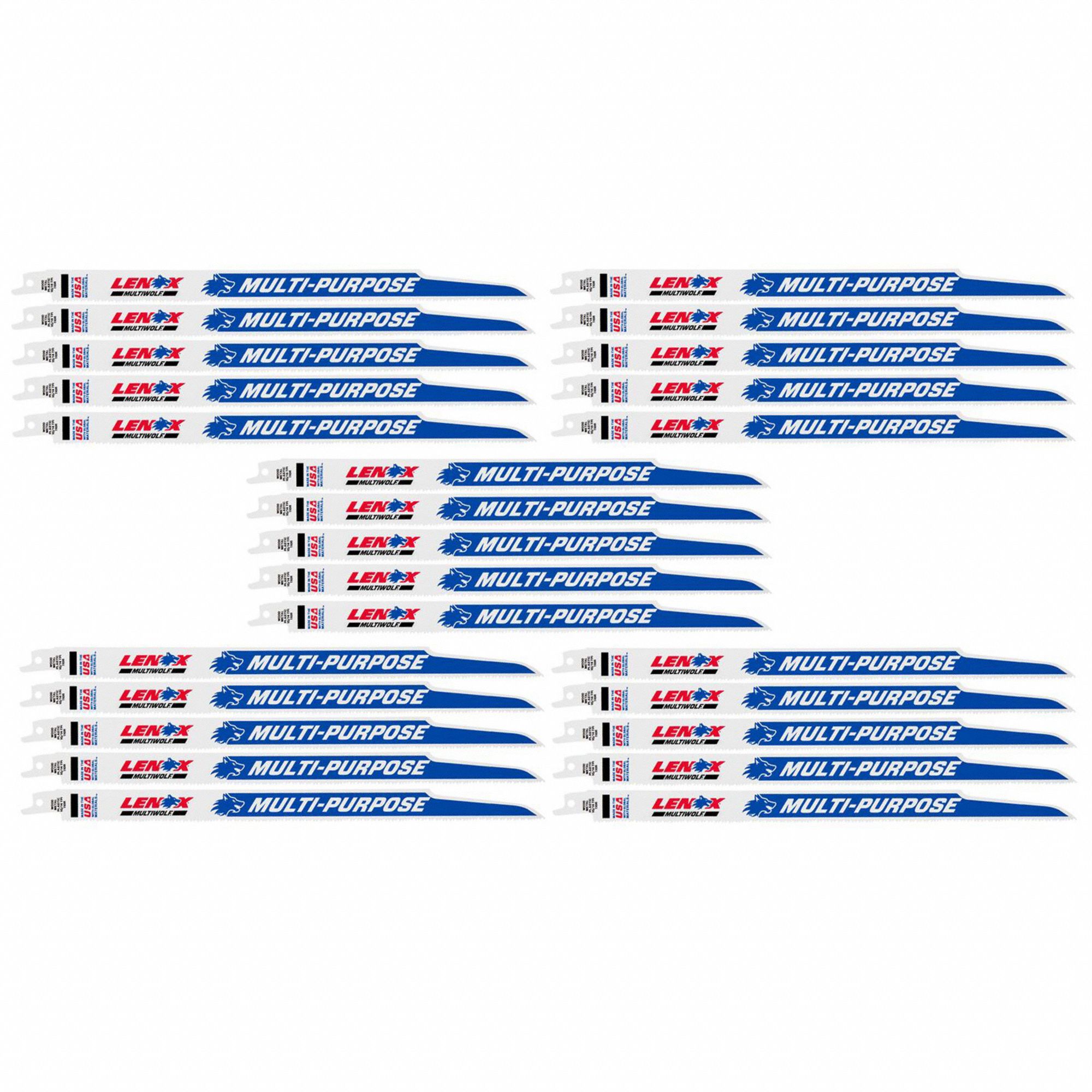 Reciprocating Saw Blade: 10/14 Teeth per Inch, 12 in Blade Lg, 0.5 in Blade Thick, 25 PK