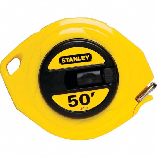 Stanley Long Measuring Tape Rule, Yellow, 50' x 3/8