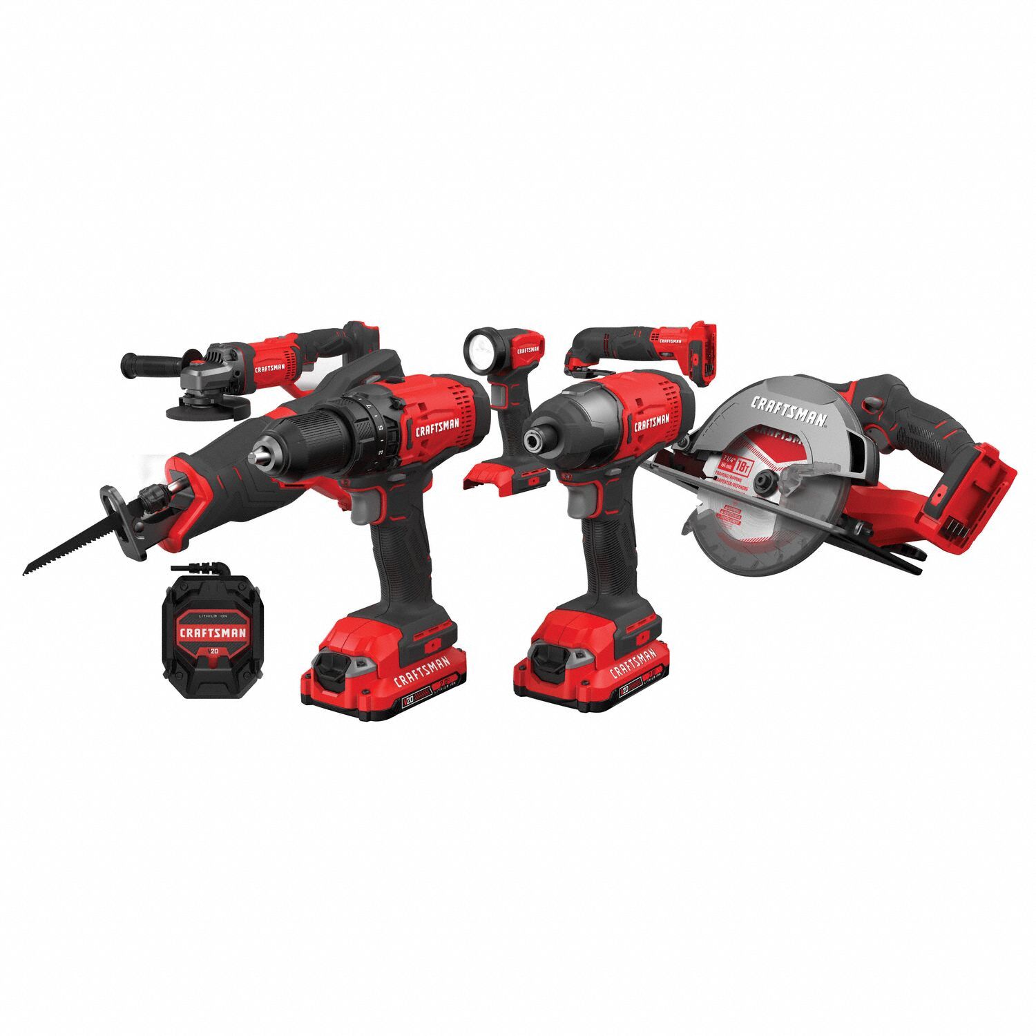 CRAFTSMAN Cordless Combination Kit: 7 Tools, 20 V DC Volt, Battery Included, 20V MAX*, V20*, 380UX0 (MPN CMCK700D2). Key specifications — attr1176460: Oscillating Tool.