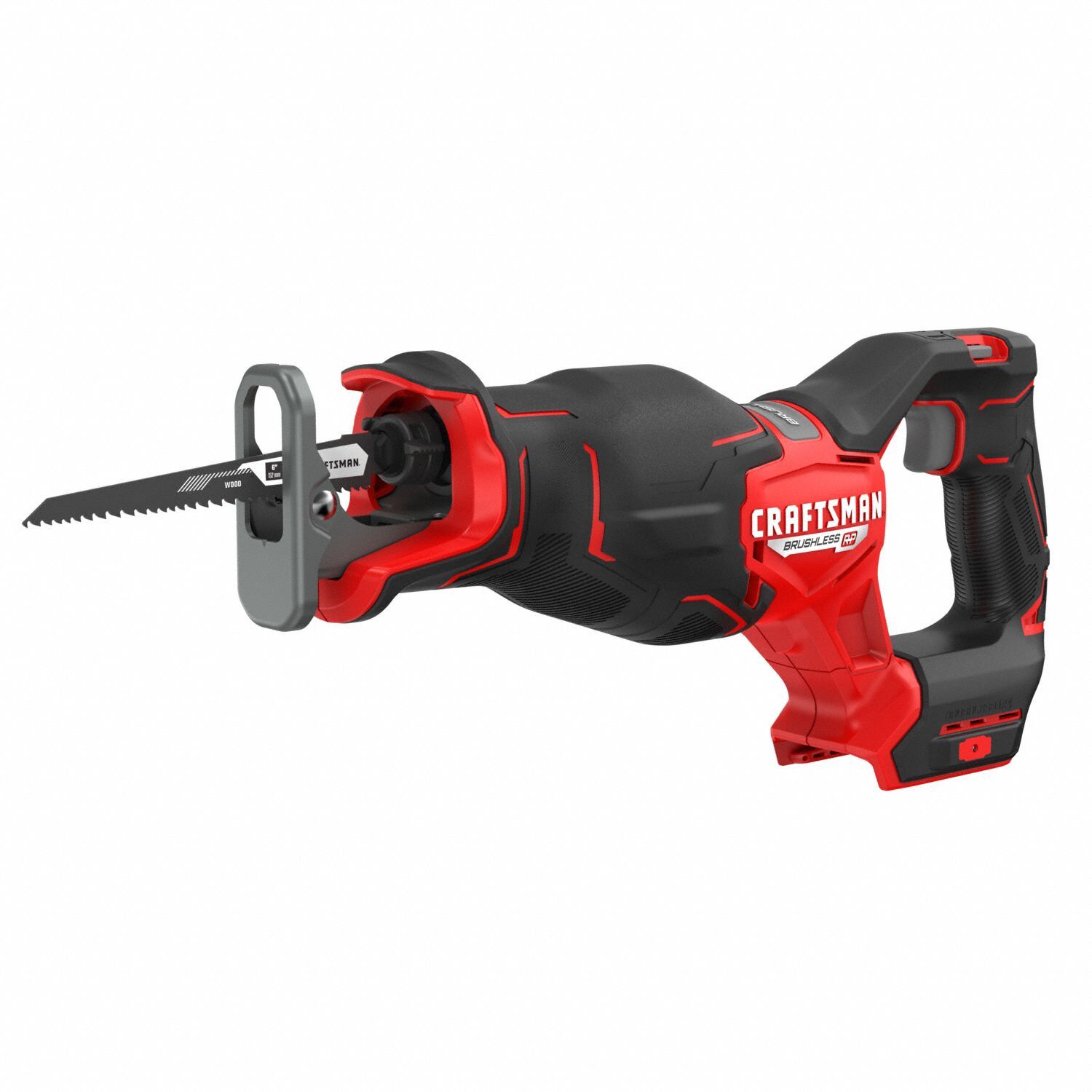 CRAFTSMAN Reciprocating Saw: Tool Only, 1 1/8 in Stroke Lg, 3,200 Max. Strokes per Minute, Straight (MPN CMCS351B). Key specifications — attr1170520: Brushless.