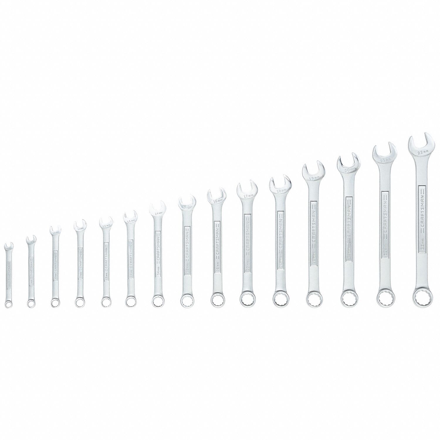 Combination Wrench Set, Metric, 15 Tools
