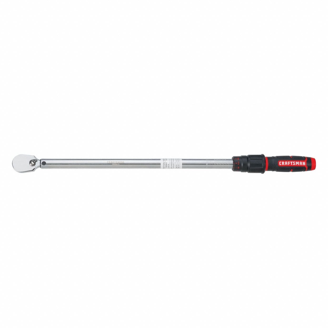 CRAFTSMAN, 1/2 in Drive Size, 50 to 250 ft-lb, Micrometer Torque Wrench ...