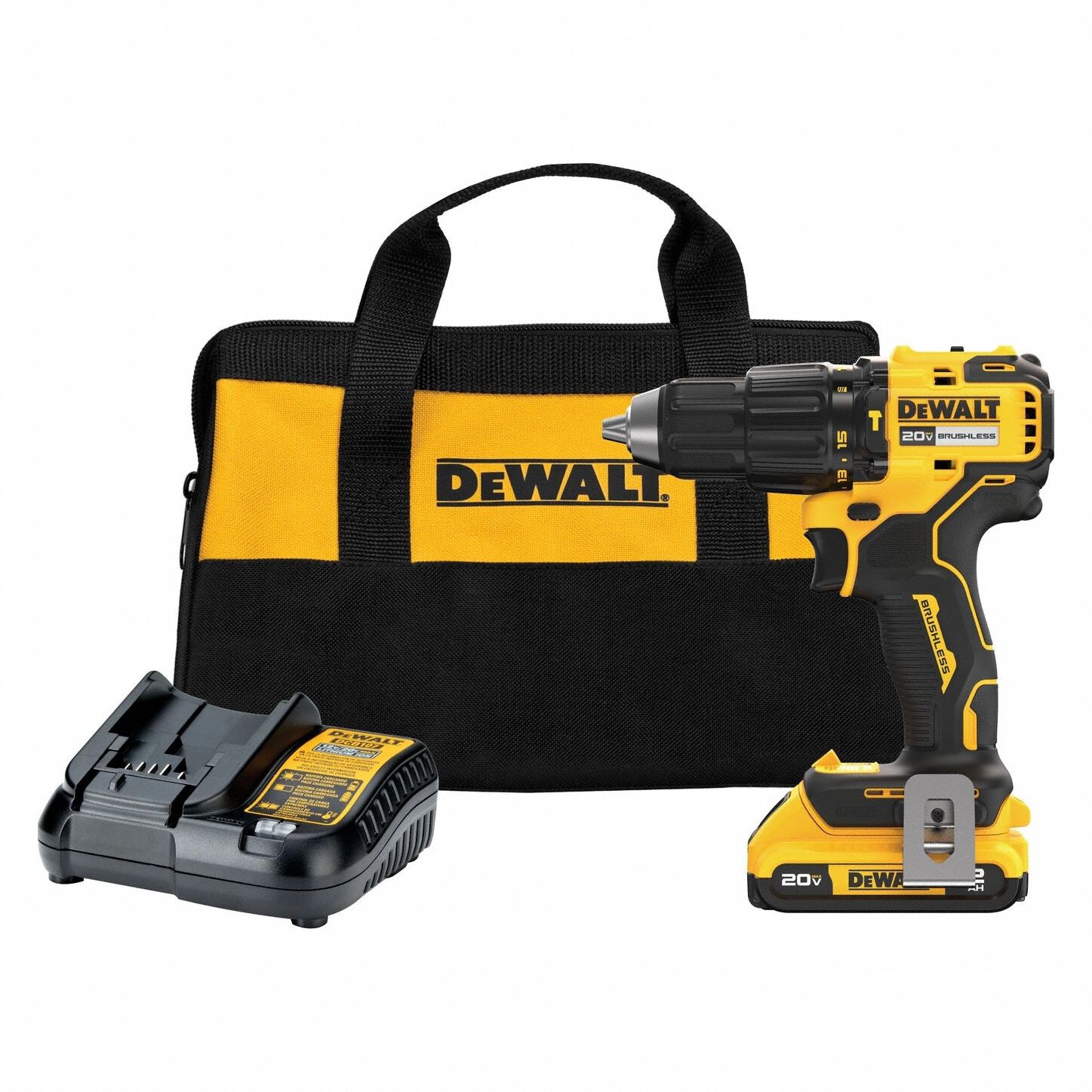 Hammer Drill: 20V DC, Compact, 1/2 in Chuck, 1/4 in Concrete Capacity, 2 Speeds, 28, 050 bpm