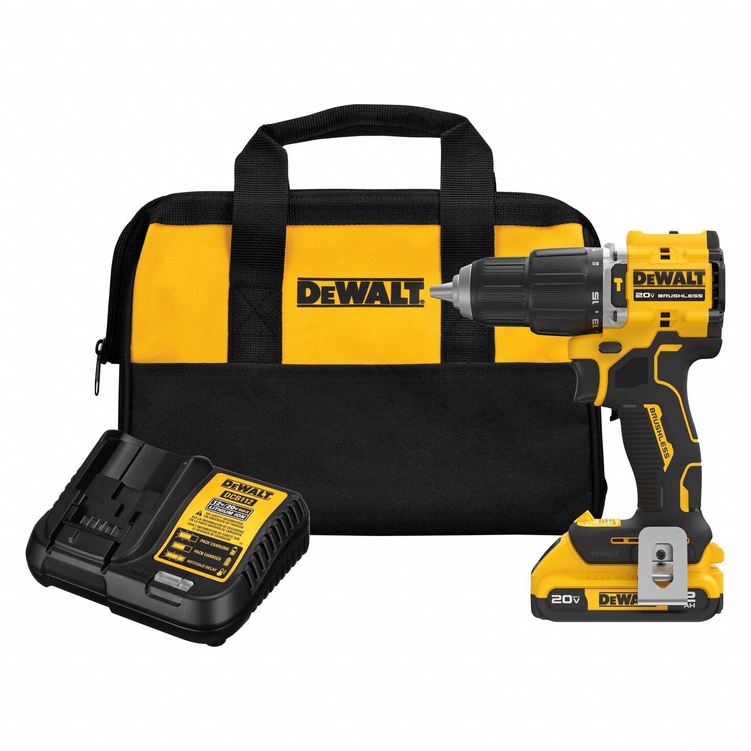 Hammer Drill: 20V DC, Compact, 1/2 in Chuck, 1/4 in Concrete Capacity, 2 Speeds, 28, 050 bpm