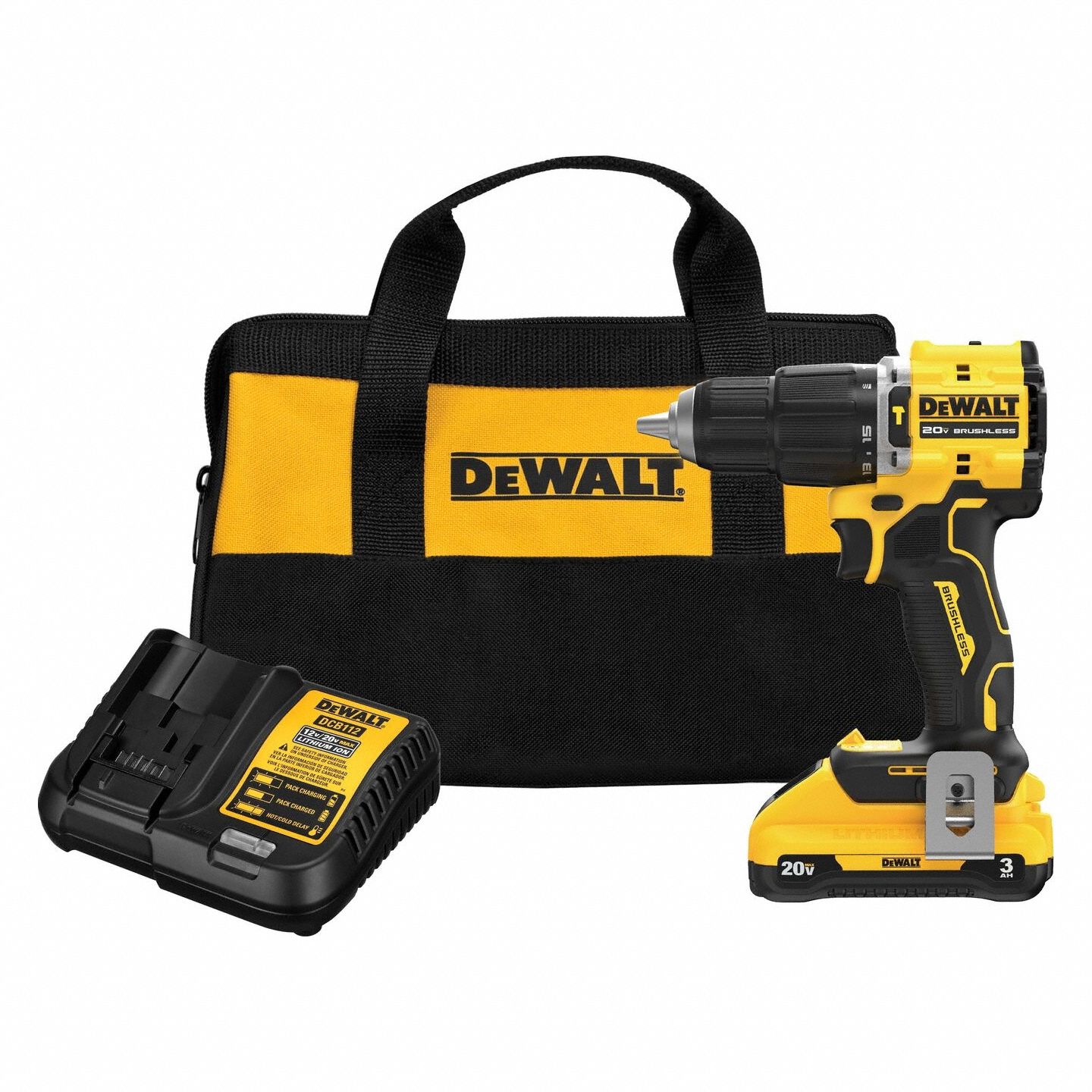 Hammer Drill: 20V DC, Compact, 1/2 in Chuck, 1/4 in Concrete Capacity, 2 Speeds, 28, 050 bpm