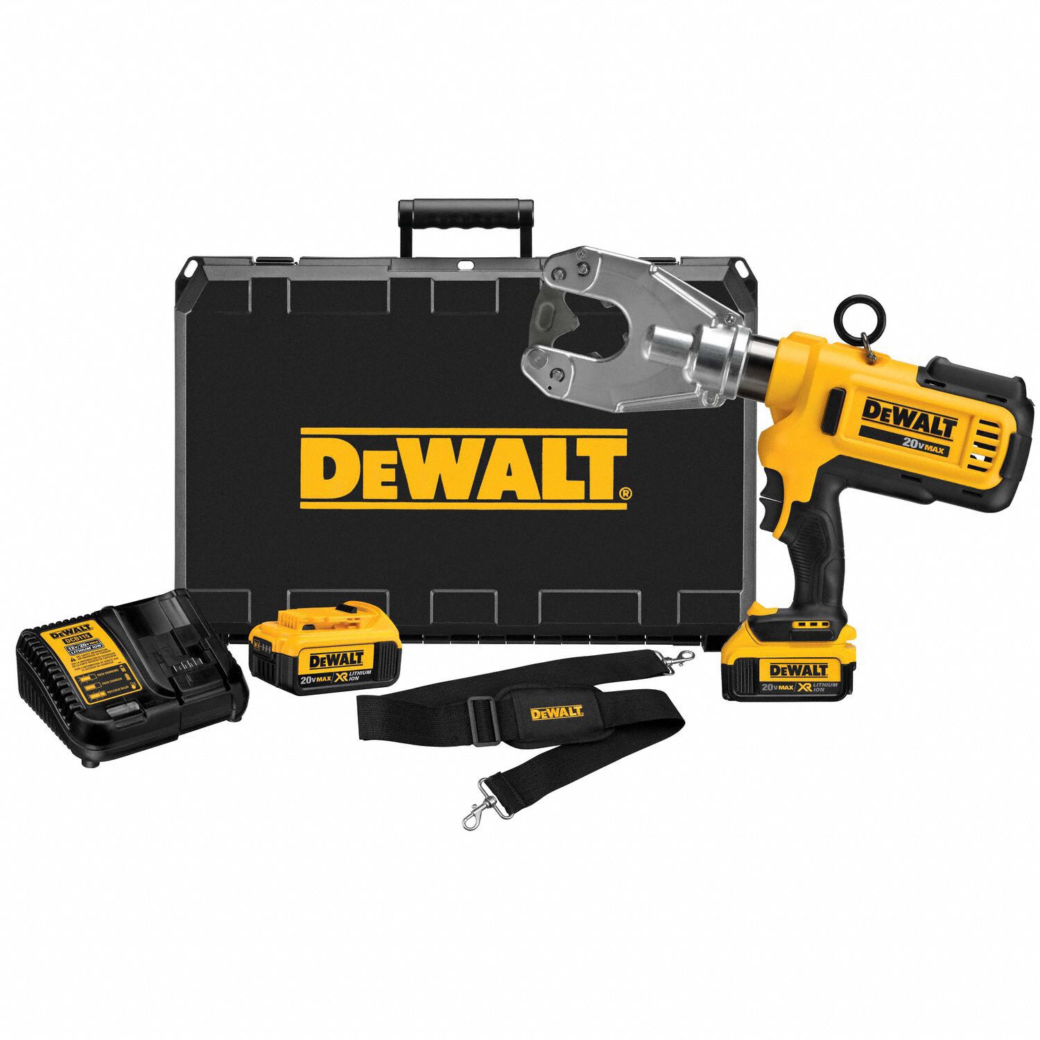 Cordless Crimping Tool Kit: 20 V, Dieless Head, 750 kcmil Max Copper, Latching Head, DCE