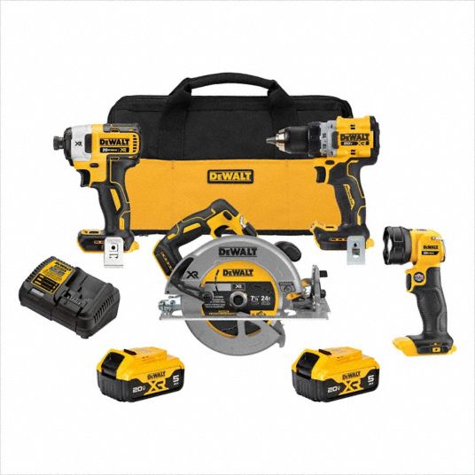 DEWALT, 20 V Volt, 4 Tools, Cordless Tool Combination Kit - 807VD8 ...