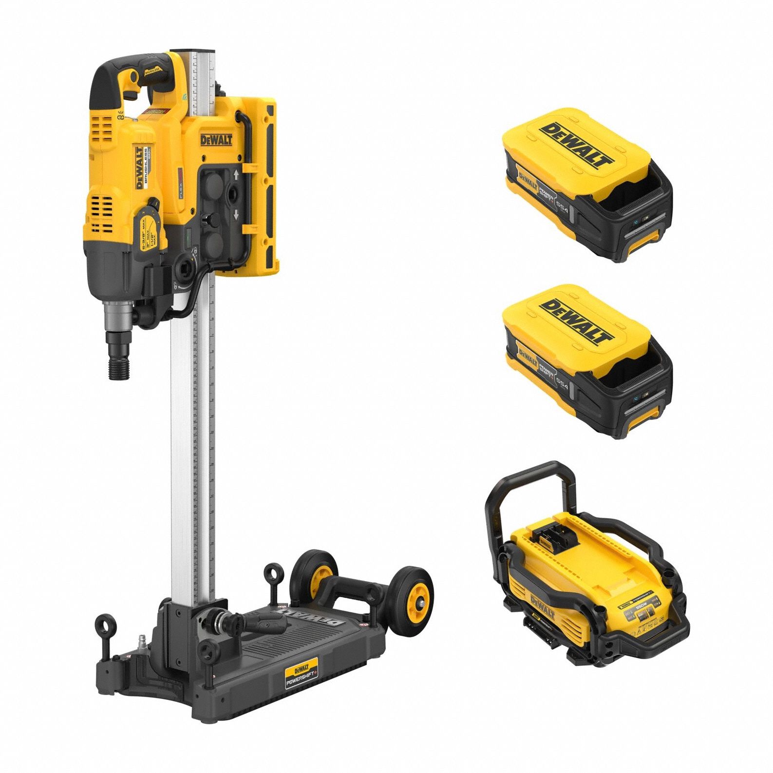 Core Drill: POWERSHIFT, 6 3/8 in Coring Capacity in Concrete, Brushless Motor, Stand Included