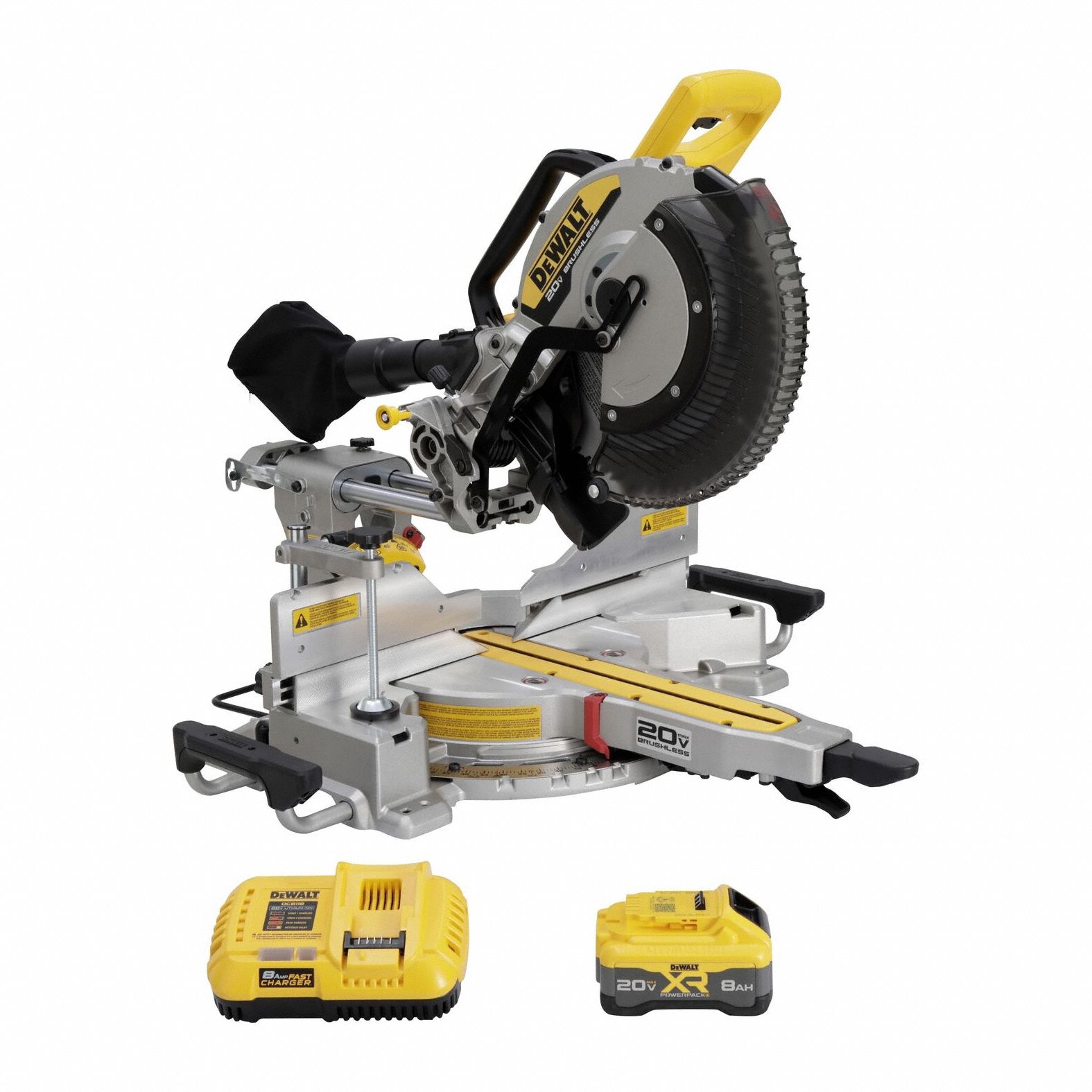 Miter Saw Kit: 1 Battery, 1 Charger, 12 in Blade Dia., 3, 800 RPM Max. Blade Speed, Sliding