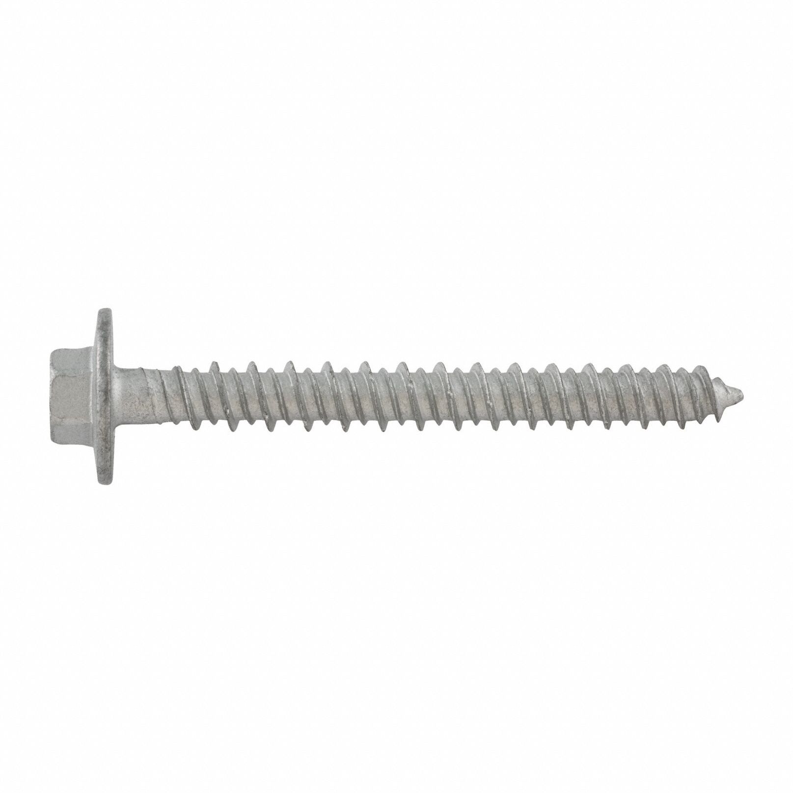 Screw Anchor: 1 3/4 in Overall Lg, 3/16 in Dia, Steel, Stalgard®, Hex, Hex, Steel, 1, 500 PK