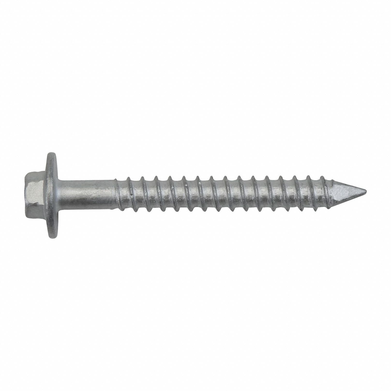 Screw Anchor: 1 3/4 in Overall Lg, 7/32 in Dia, Stainless Steel, Stalgard®, Hex, Hex, 100 PK