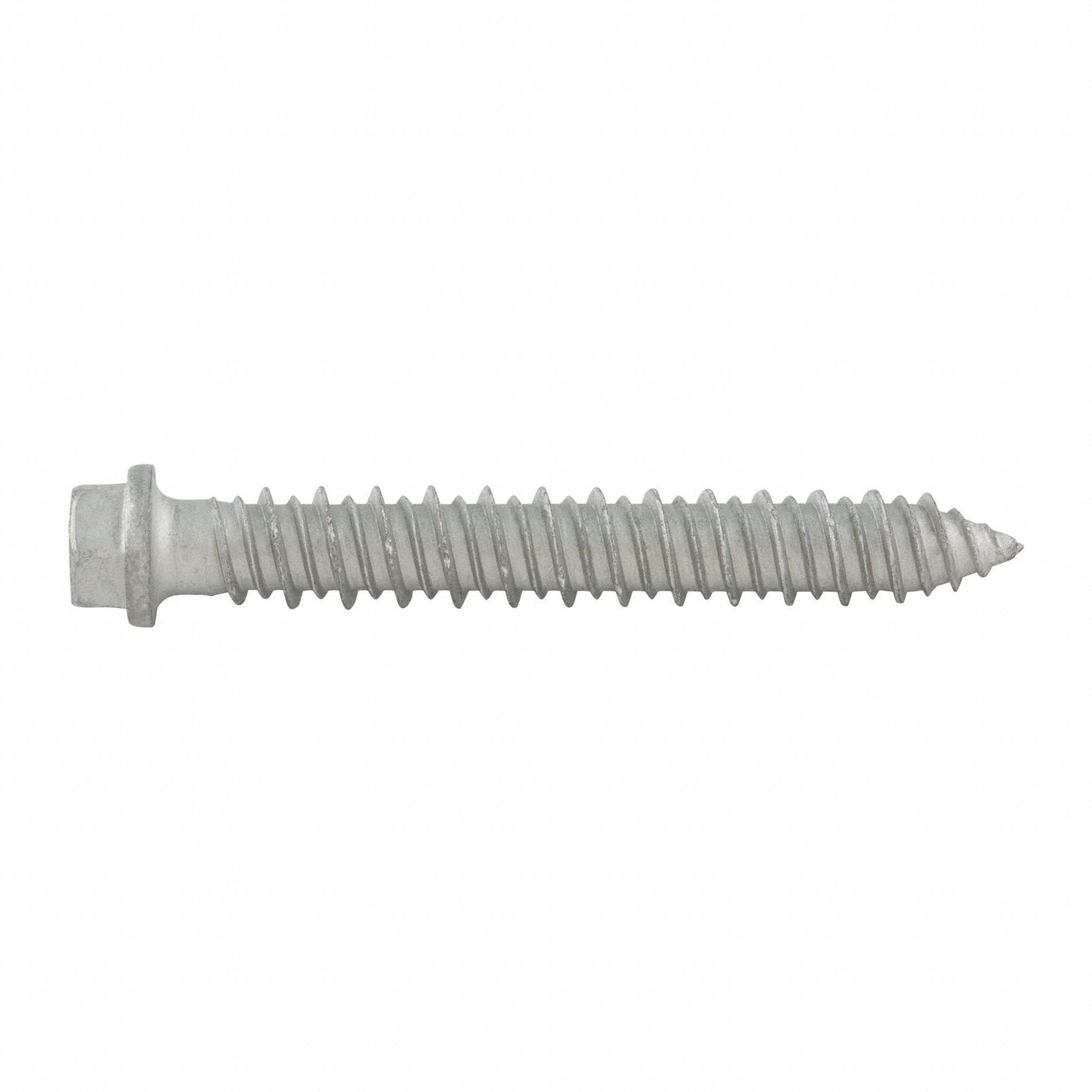 Screw Anchor: 1 3/4 in Overall Lg, 1/4 in Dia, Steel, Stalgard®, Hex, Hex, Steel, 1, 500 PK