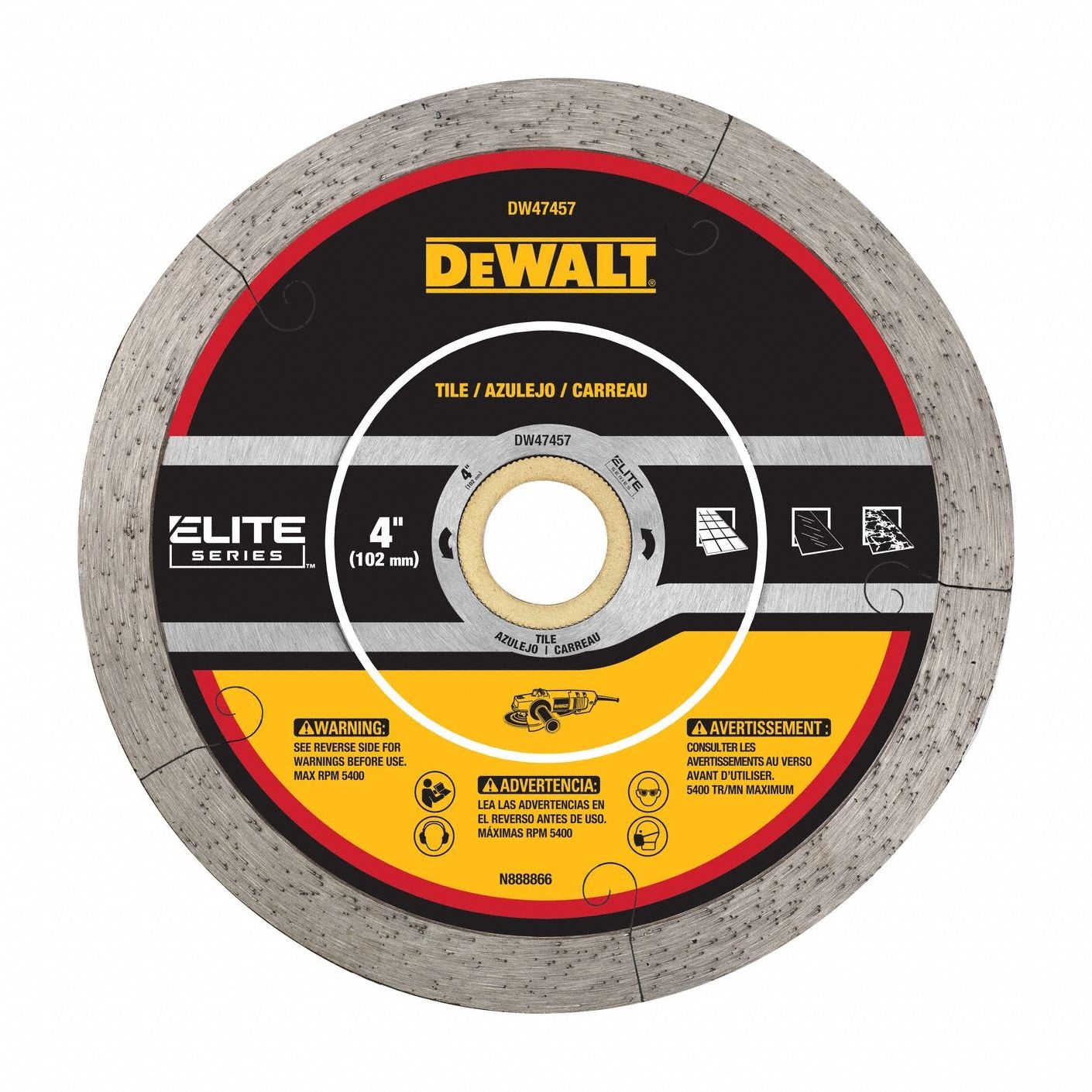 Diamond Saw Blade: Ceramic/Granite/Marble/Porcelain/Stone/Tile, 4 in Blade Dia., For Saw