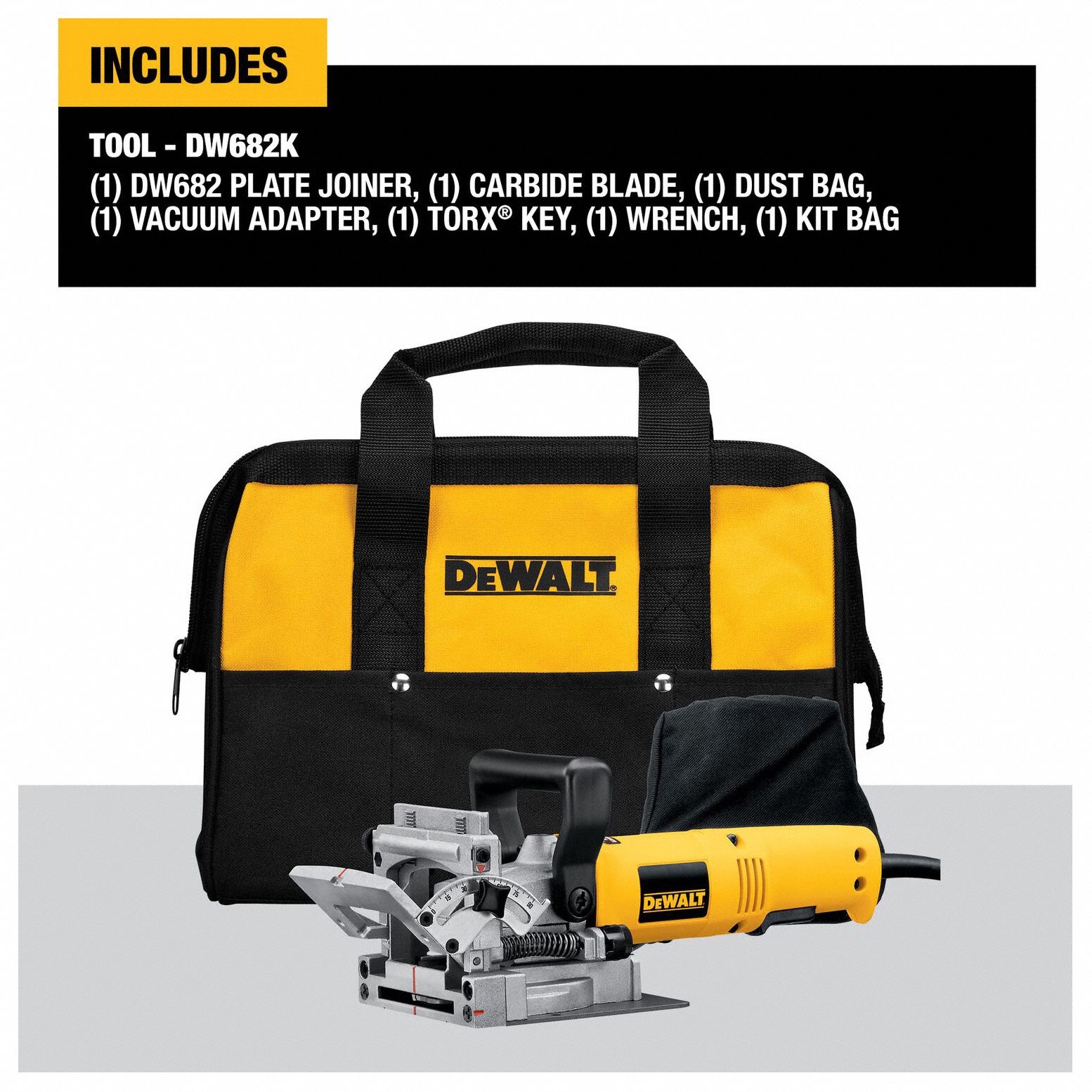 DEWALT Corded Biscuit Joiner Kit 120V AC, 6.5 A, 13/16 in Max. Cutting