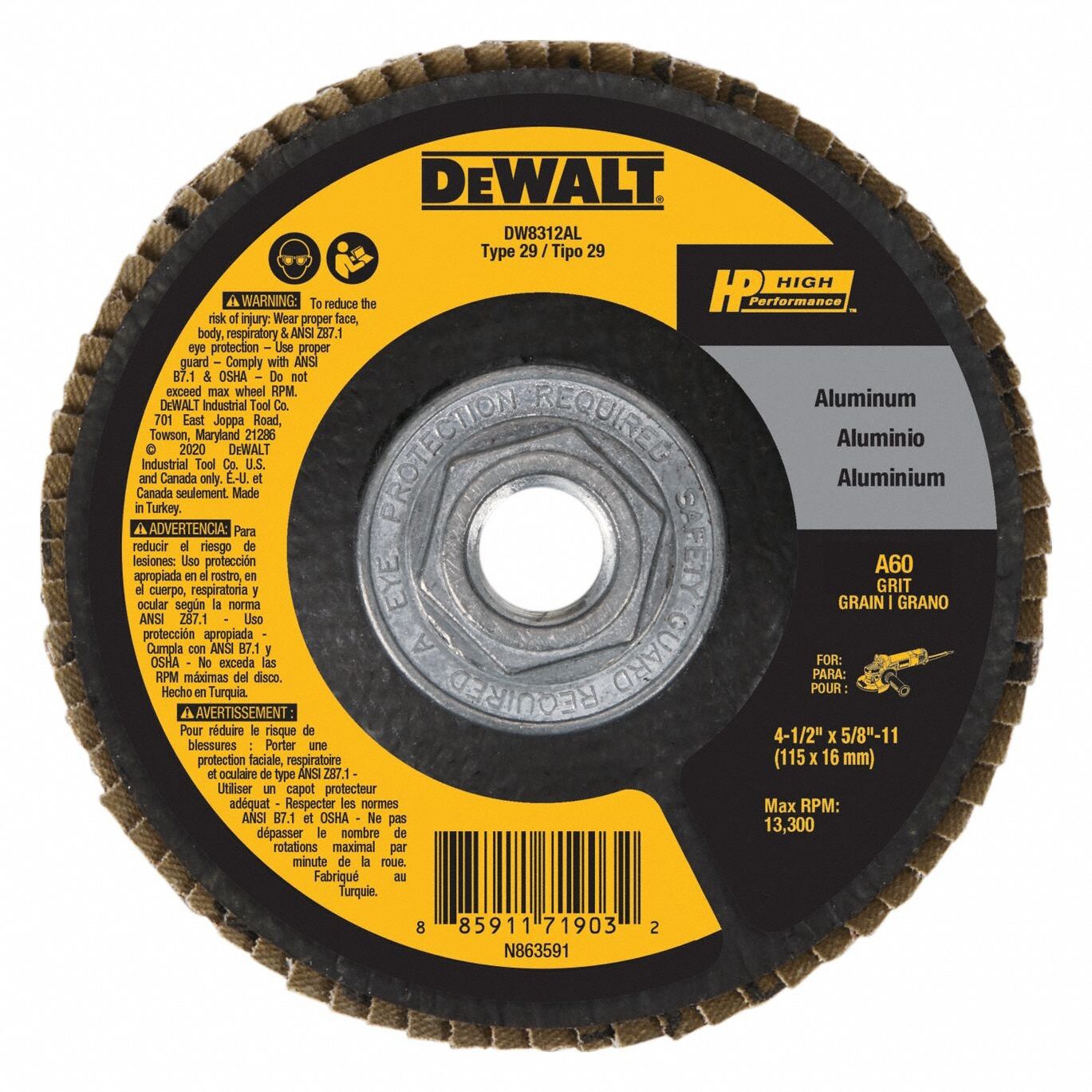 DEWALT, Type 29, 4 1/2 in x 5/8