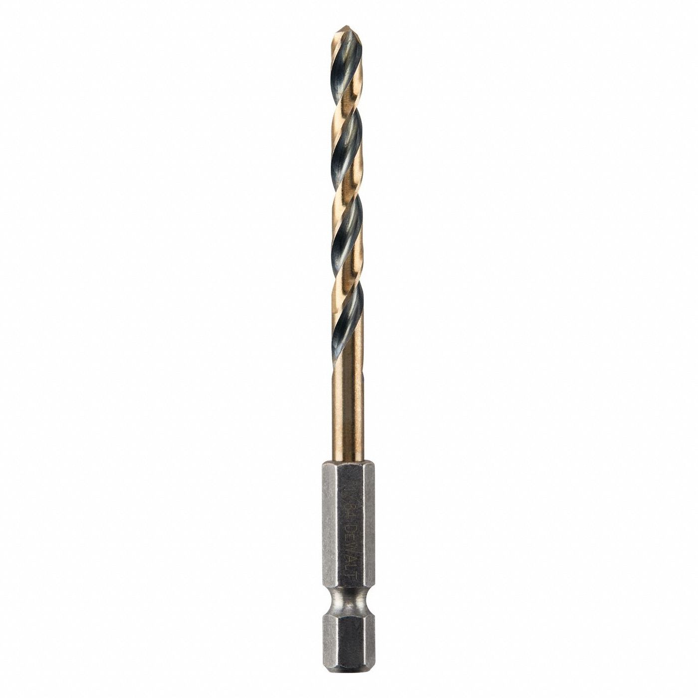 Hex Shank Drill Bit: 11/64", 135° Split Point, Black & Gold HSS, Impact Rated