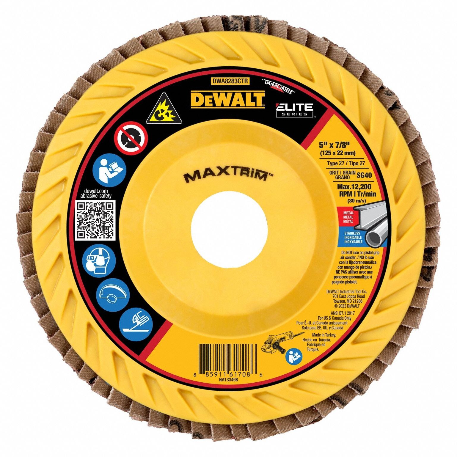 FIBER DISC,5 IN DIA,7/8IN ARBOR,40 GRIT
