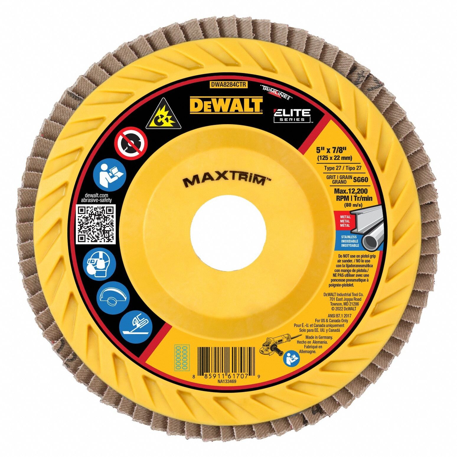 FIBER DISC,5 IN DIA,7/8IN ARBOR,60 GRIT