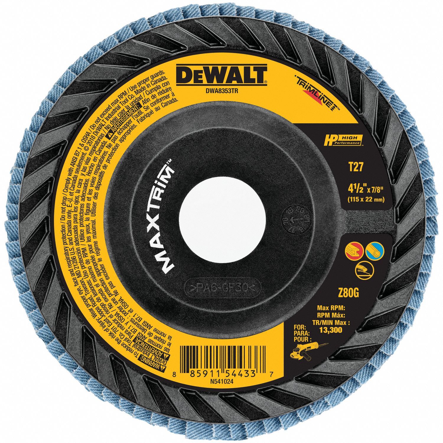 FIBER DISC,4 1/2 IN DIA,7/8IN ARBOR