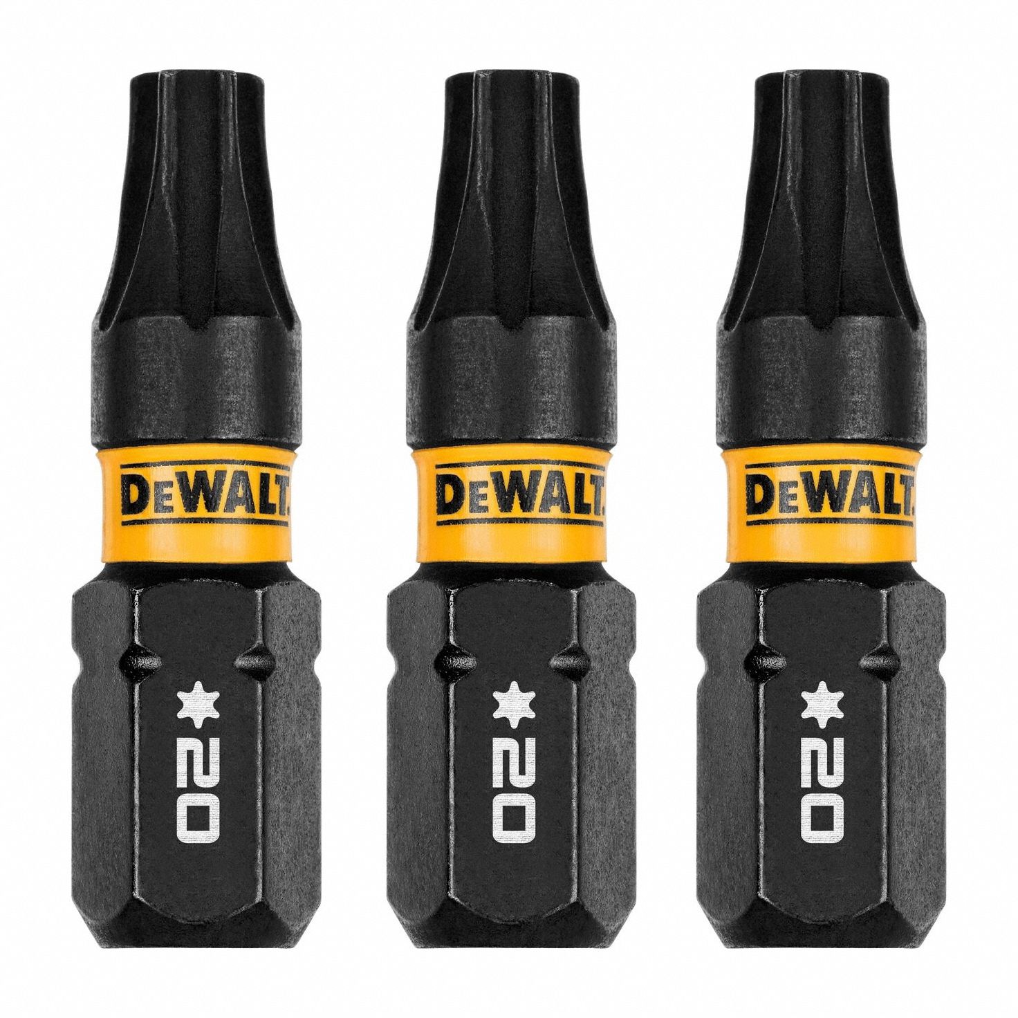 Insert Bit: Insert Bit, T20 Bit Size, Torx® Head, T20 Bit Industry Size, Std, Hex, 3 PK