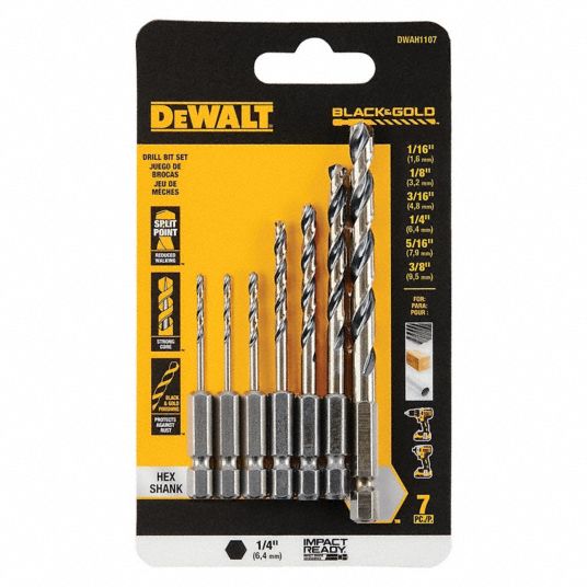 DEWALT, 1/16 in Smallest Drill Bit Size, 3/8 in Largest Drill Bit Size ...