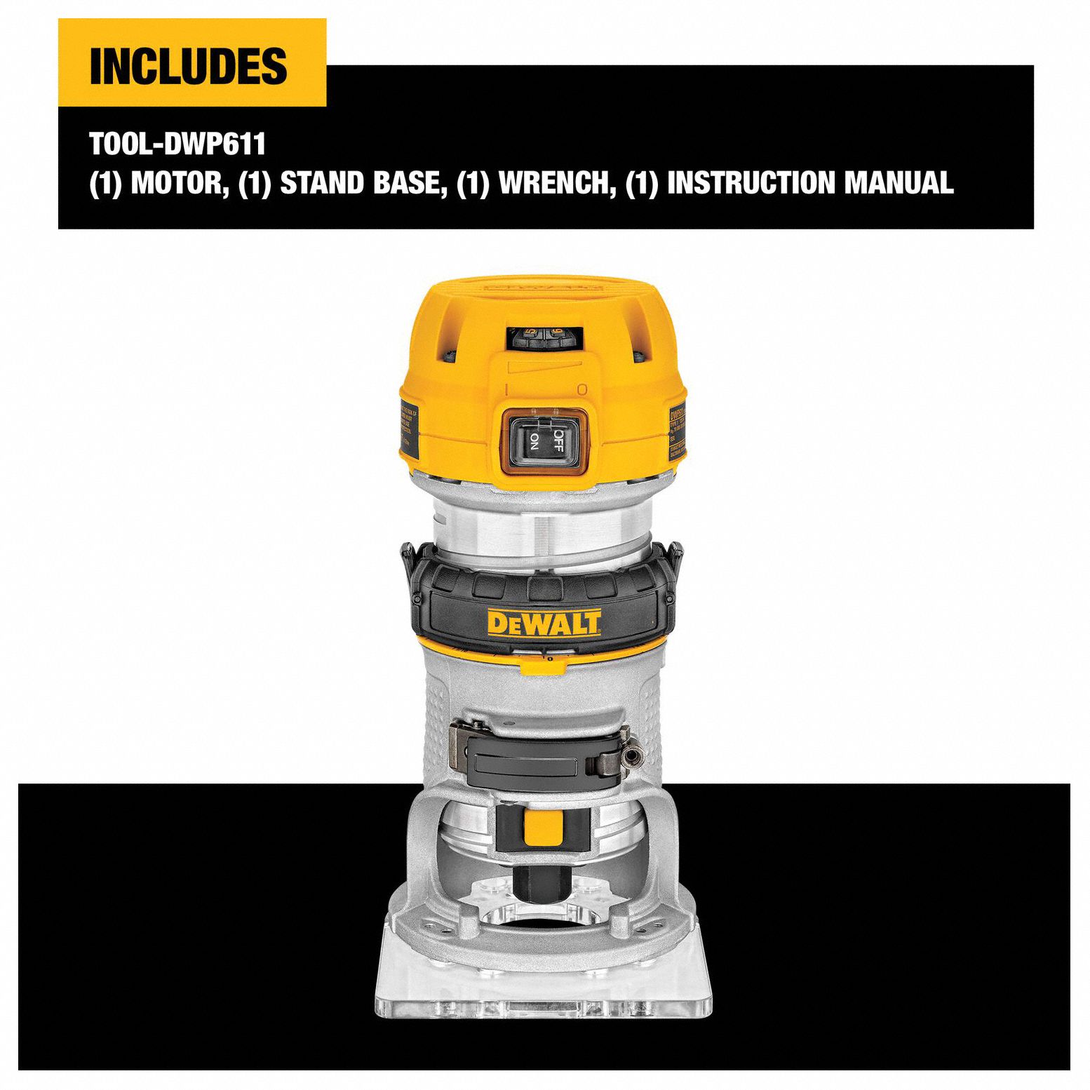 DEWALT Router Compact, Fixed Base, 1.25 hp, Variable Speed, 27,000 RPM, 1/4 in Collet, Palm