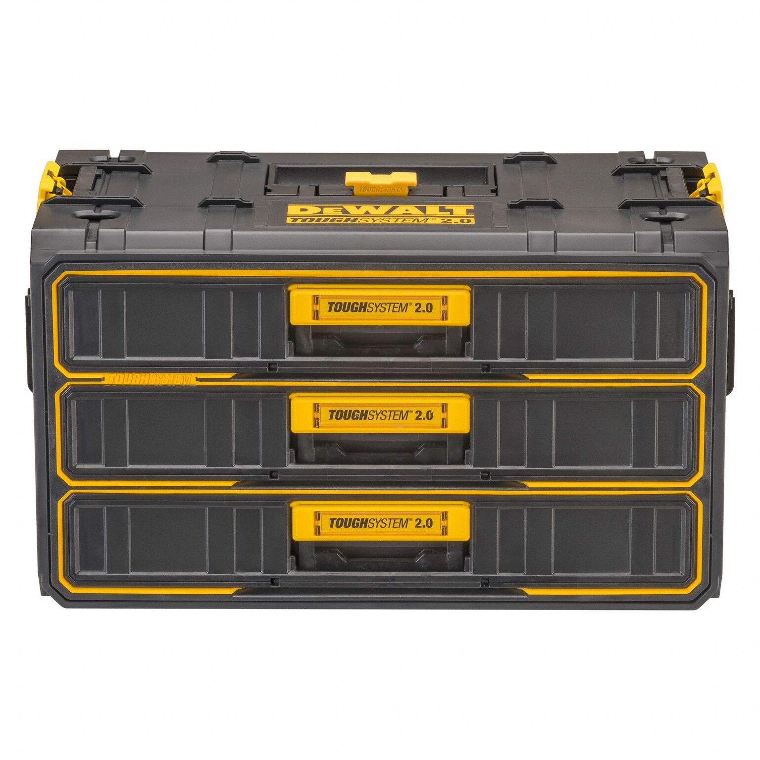 Tool Box: 12 5/16 in W x 21 13/16 in D x 12 5/8 in H, Plastic, Black/Yellow