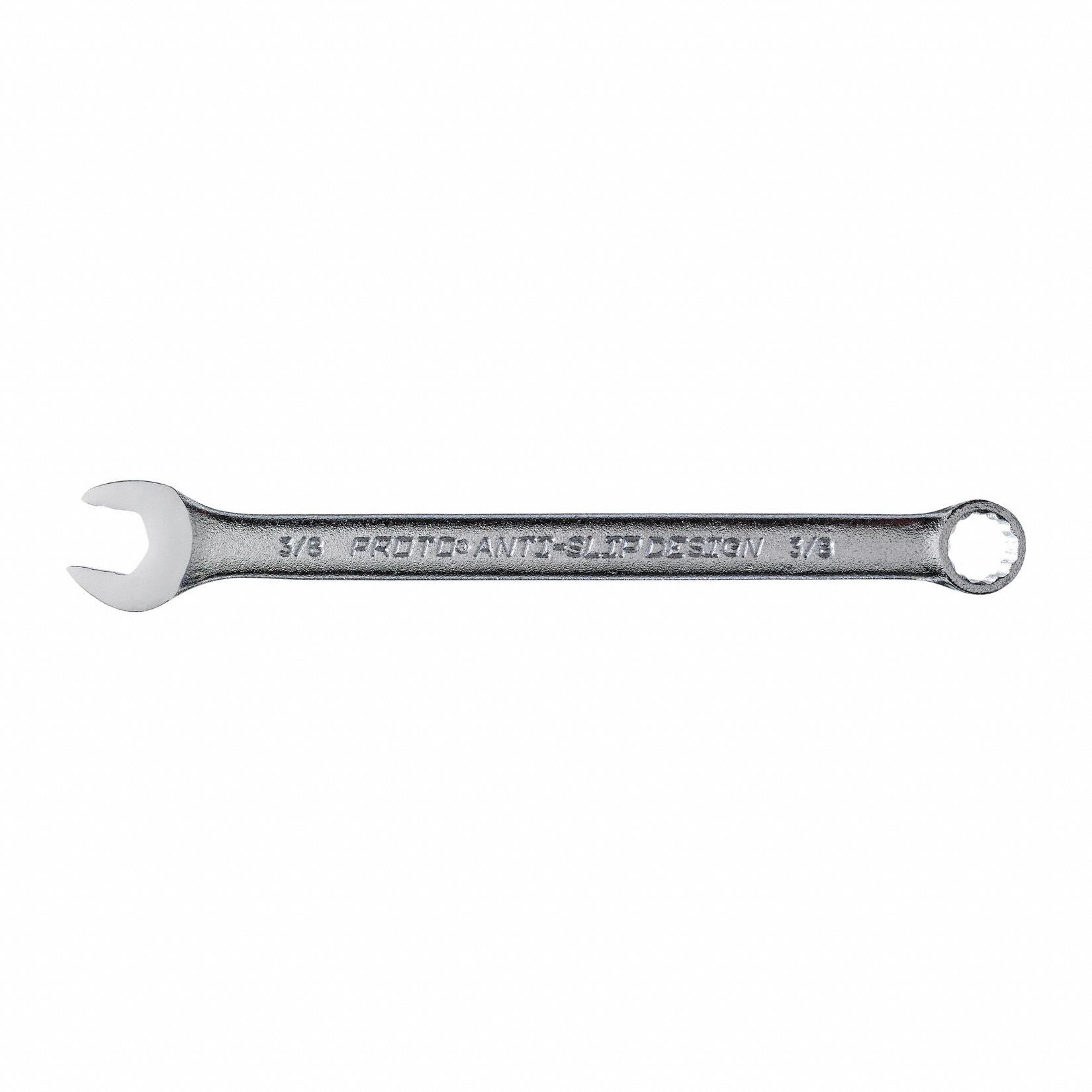 Combination Wrench: Steel, Satin, 3/8 in Head Size, 6 in Overall Lg, 15° Head Offset Angle