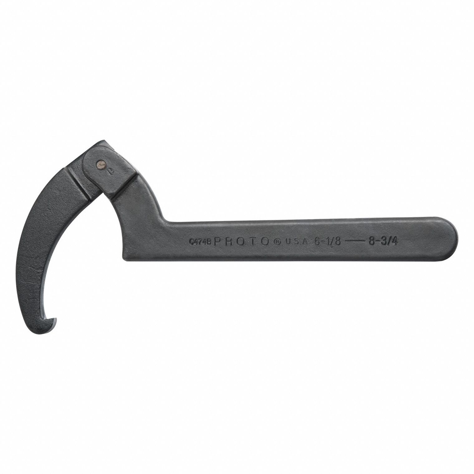 Spanner Wrench: 4 3/4 in, 9 3/4 in Overall Lg, 15/32 in Hook Thick, 5/16 in Hook Dp