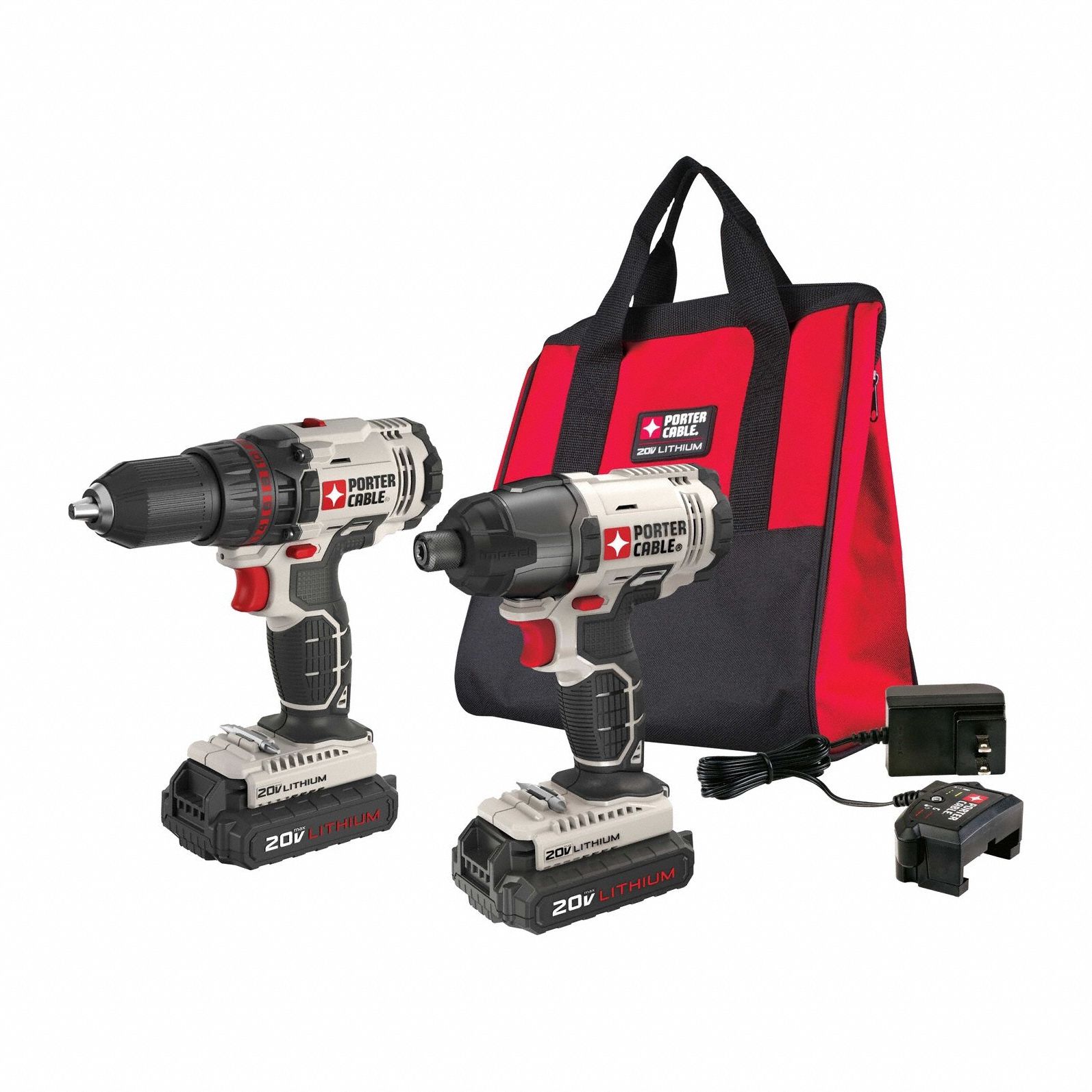 Cordless Tool Combination Kit: 2 Tools, Drill/Impact Driver, 20 V DC Volt, 20V MAX*