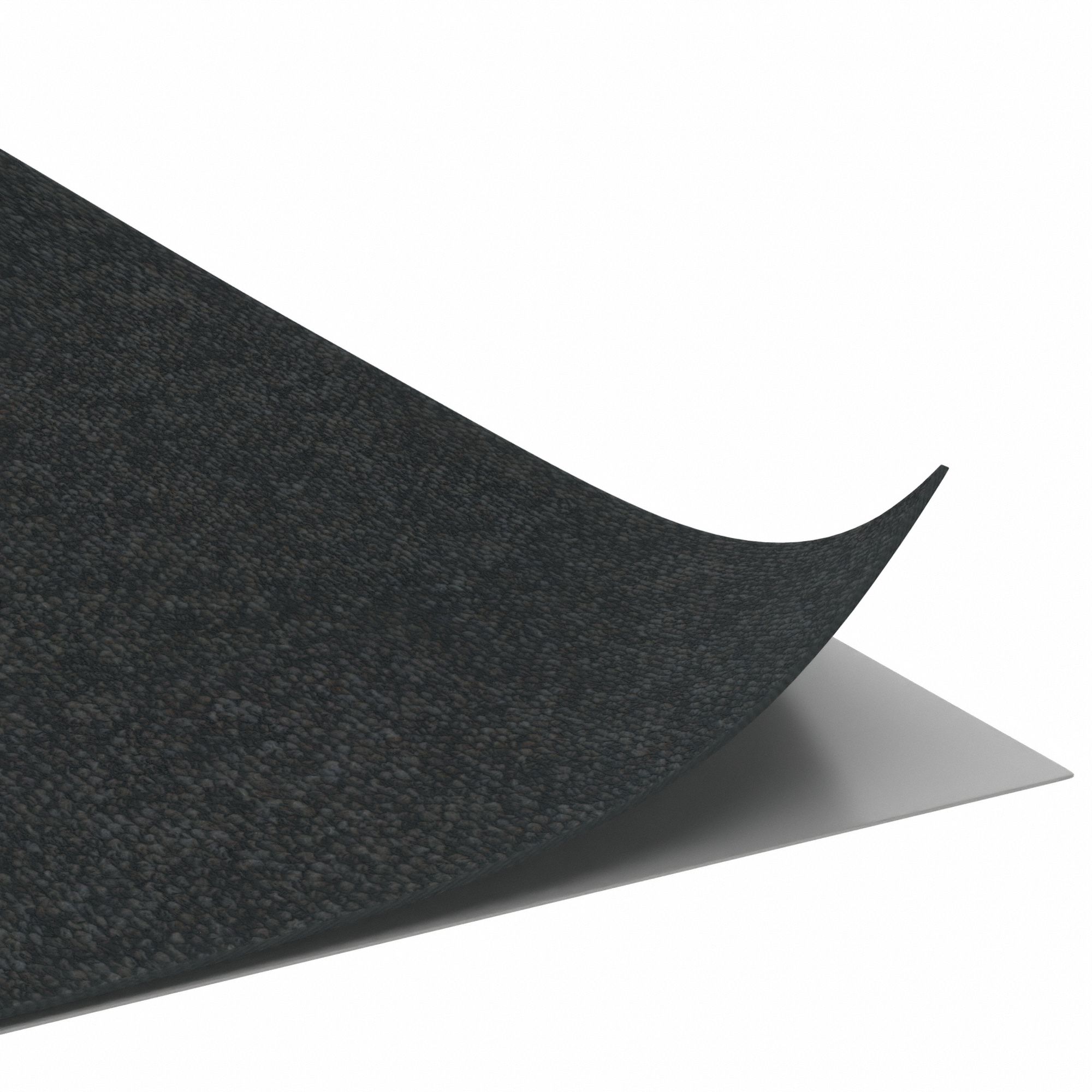 Entrance Mat: Berber, 3 ft x 25 ft, 1/8 in Thick, Grease/Oils/Water, Polyester, Black