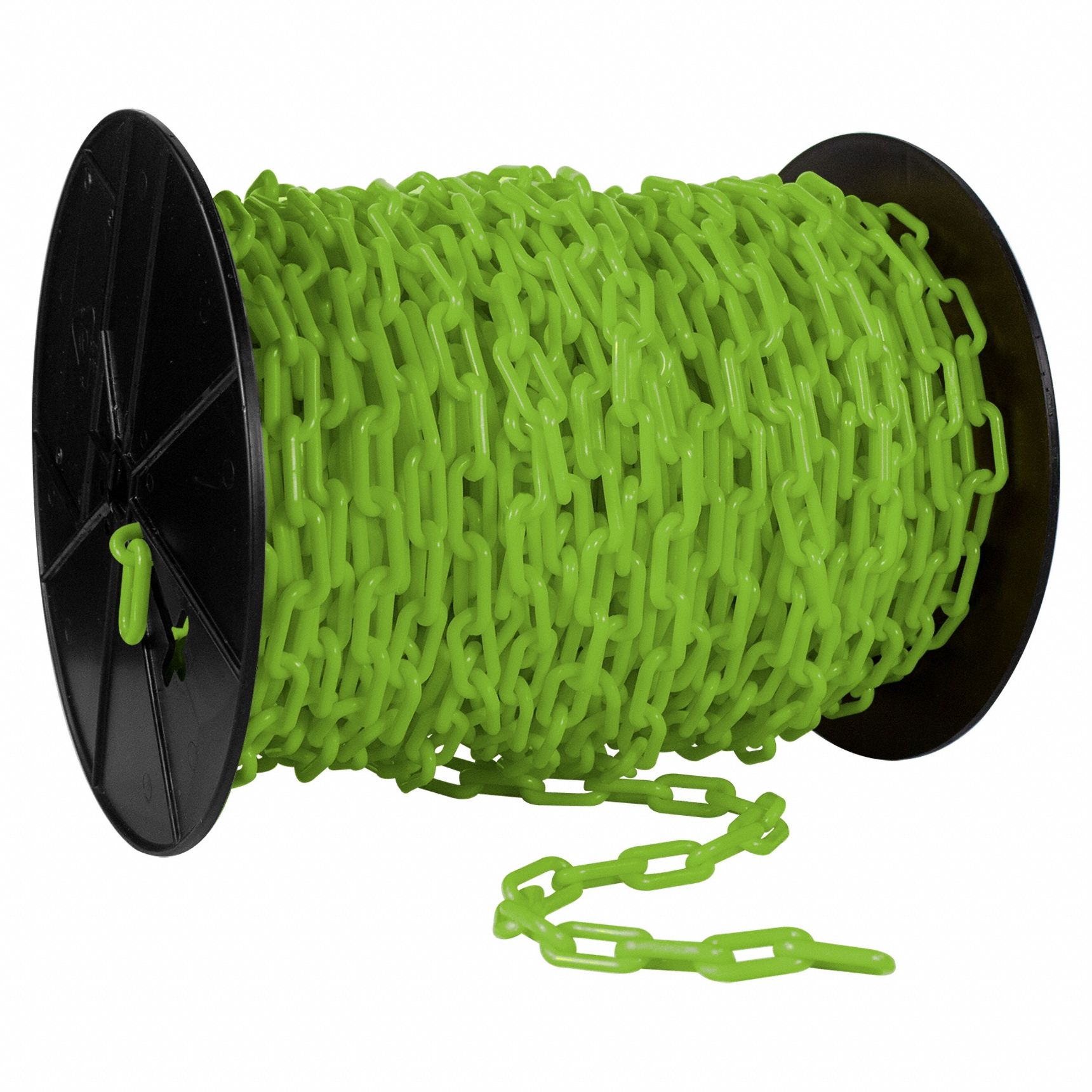 Plastic Chain: 200 ft Lg, Green, Polyethylene, 1.4 in Link Outside Lg