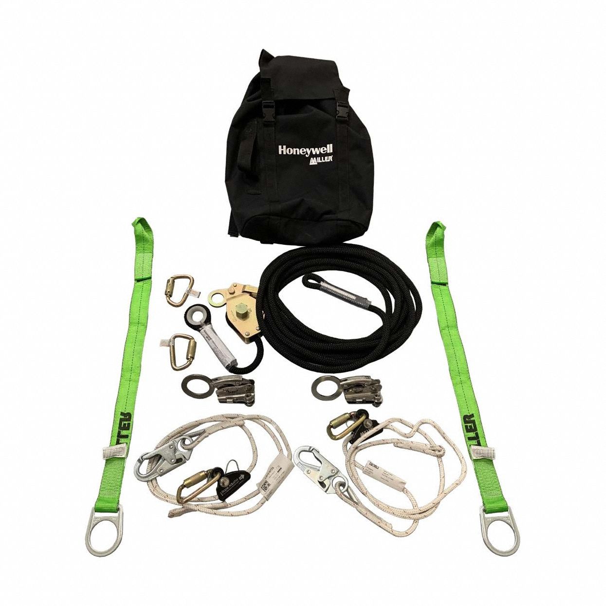 Restraint Kit: Steel Carabiner, Steel Carabiner, 8 ft Lg, 310 lb Capacity, Adj Lg