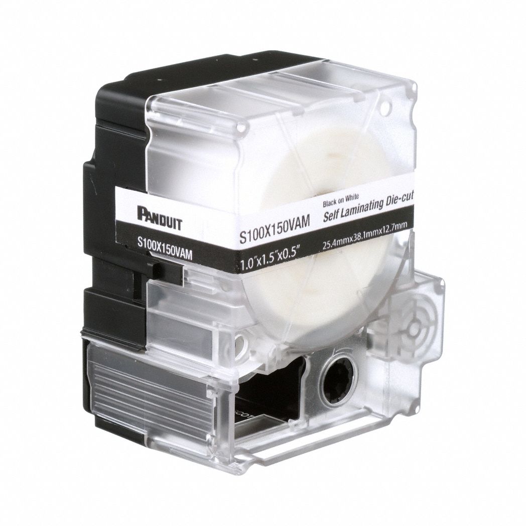 Wraparound Label: 1 1/2 in x 1 in, 1 in, Vinyl, White (Matte), For 10 AWG to 6 AWG Wire Gauge