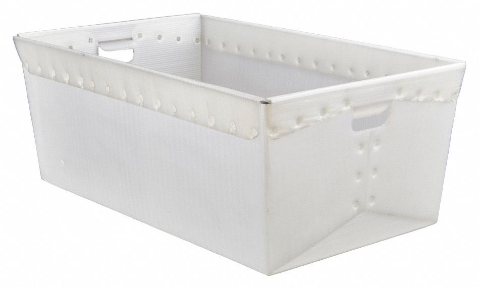 Nesting Container: 22.4 gal, 30 in x 19 in x 12 in, White, 50 lb Load Capacity
