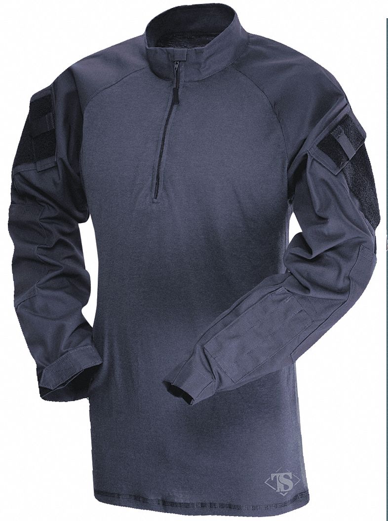 Tactical Shirt: Gen, Navy, 2XL, Regular, 2 Pockets, 50 in to 52 in Fits Chest Size, Zipper