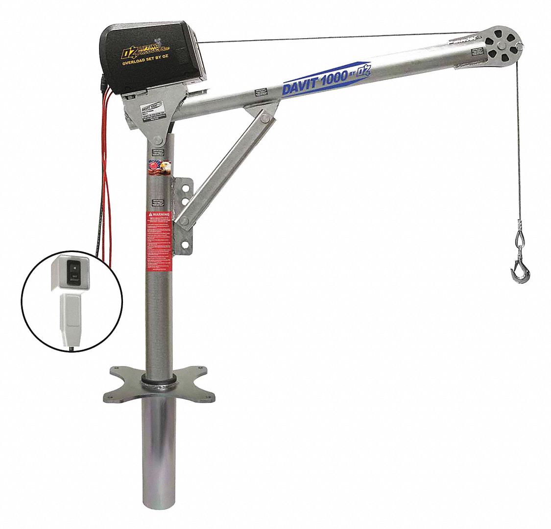 OZ LIFTING PRODUCTS Davit Crane Kit, 1,000 lb, Reach 27.5 in to 42 in