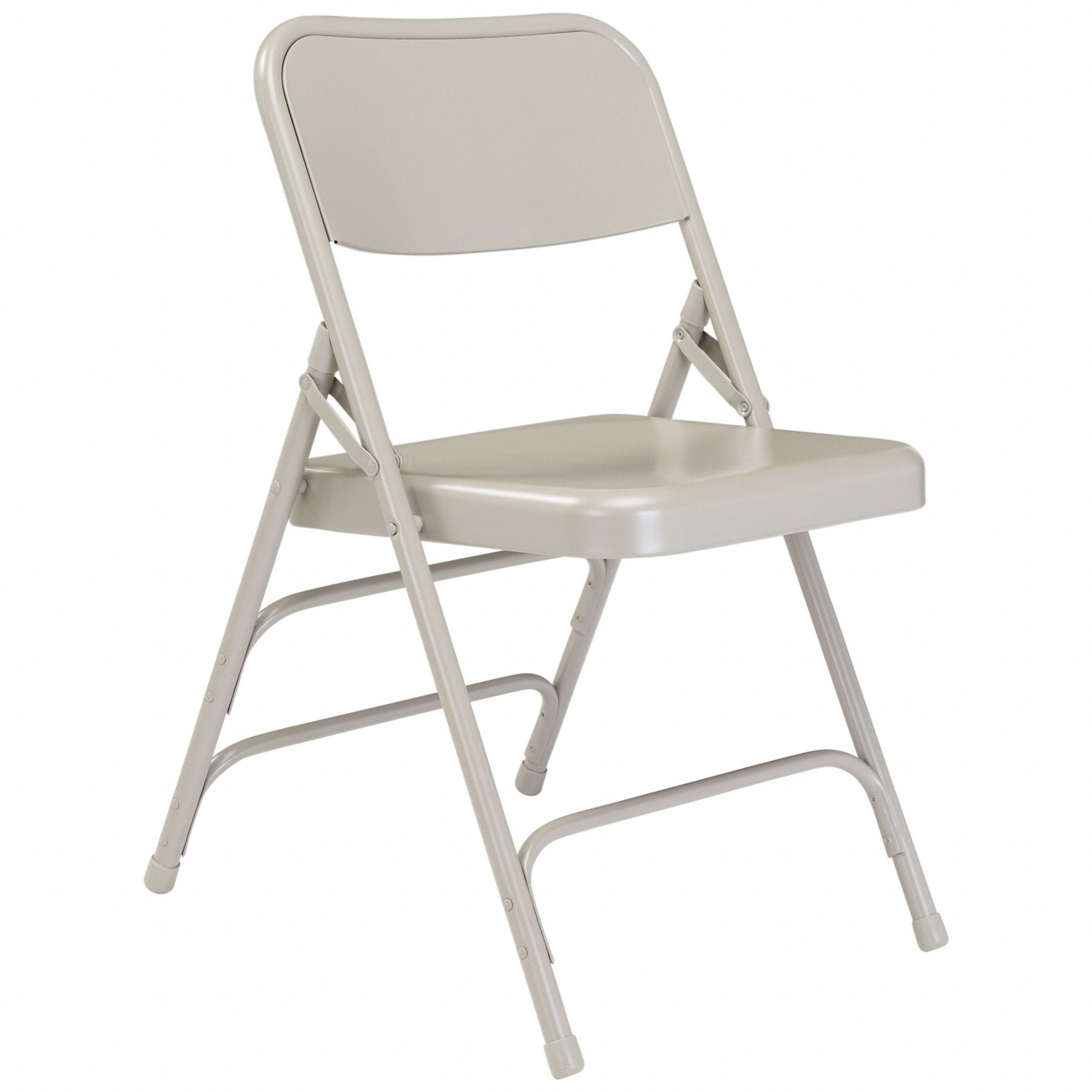 Folding Chair: Steel Seat, Steel Frame, Gray Seat, 480 lb Wt Capacity