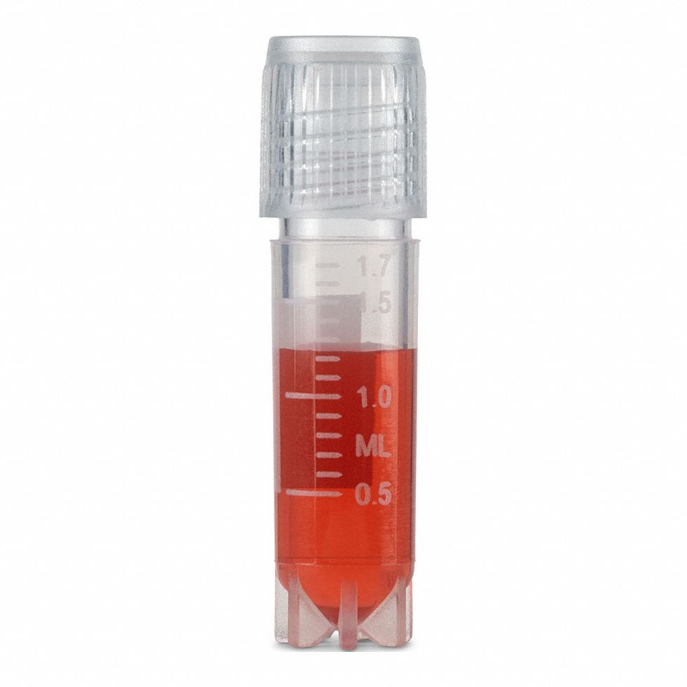 Cryogenic Vial: Polypropylene, 0.067 fl oz Capacity - oz, 2 mL Capacity - mL, Clear, Cryogenic