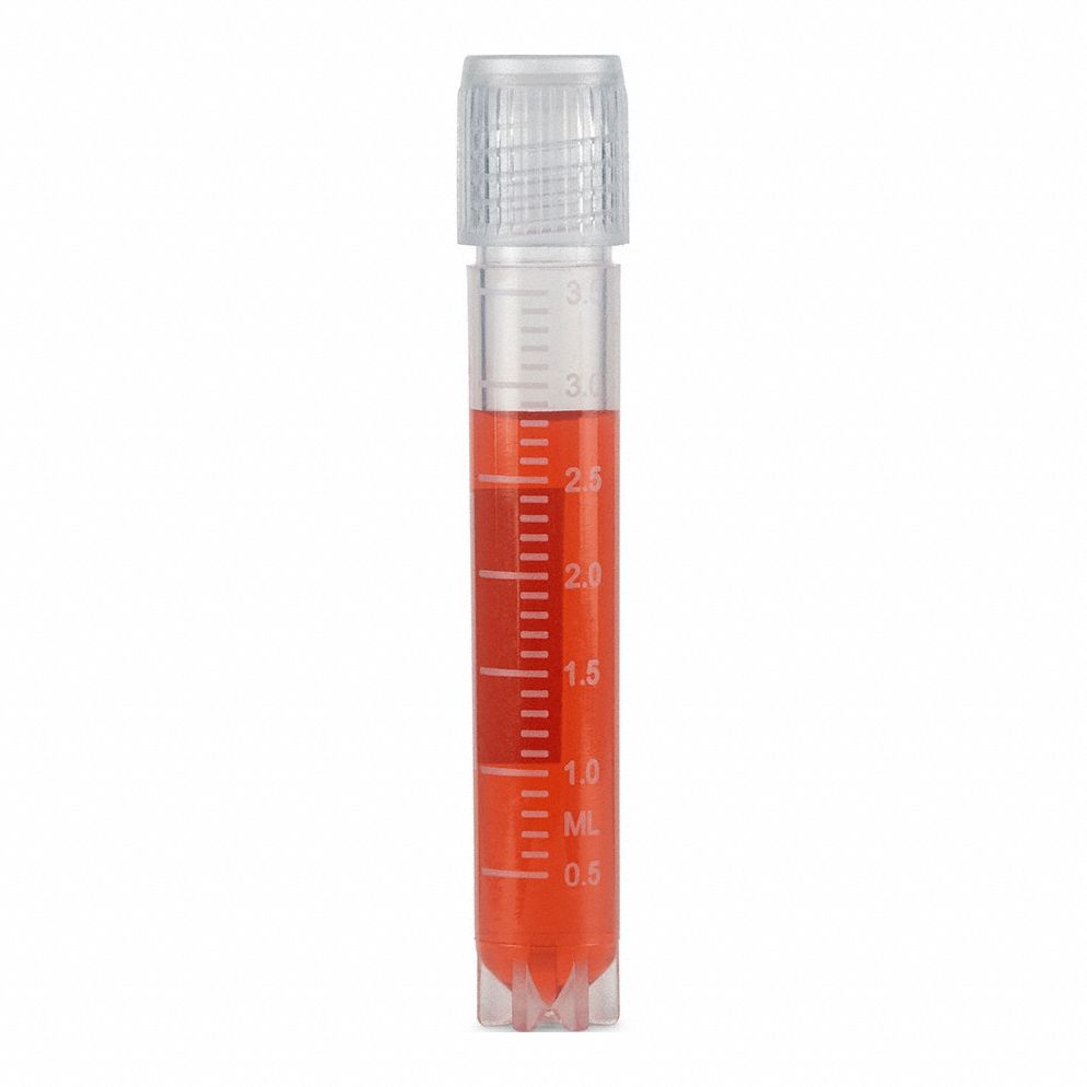 Cryogenic Vial: Polypropylene, 0.135 fl oz Capacity - oz, 4 mL Capacity - mL, Clear, Cryogenic