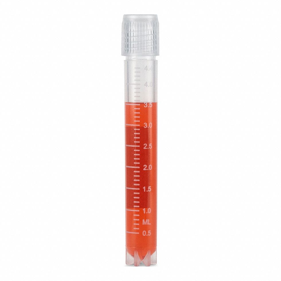 Cryogenic Vial: Polypropylene, 0.169 fl oz Capacity - oz, 5 mL Capacity - mL, Clear, Cryogenic