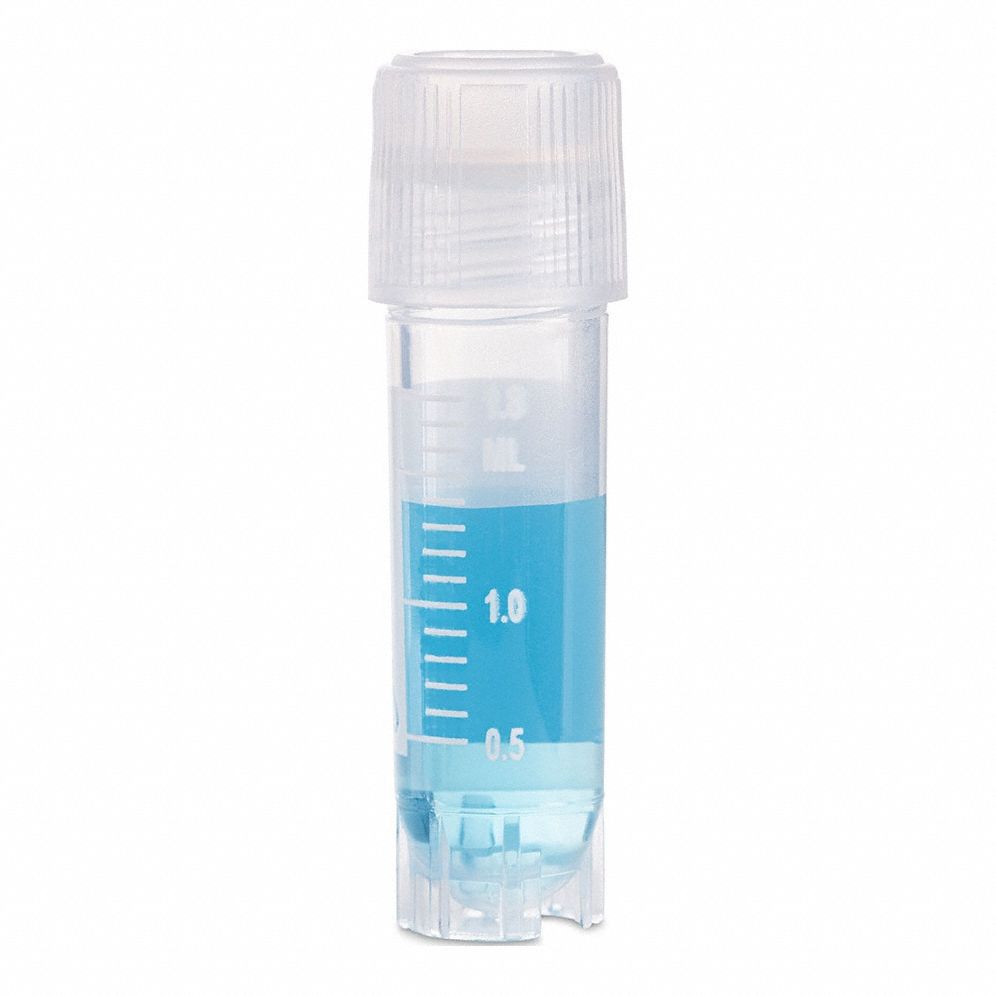 Cryogenic Vial: Polypropylene, 0.068 fl oz Capacity - oz, 2 mL Capacity - mL, Clear, Cryogenic