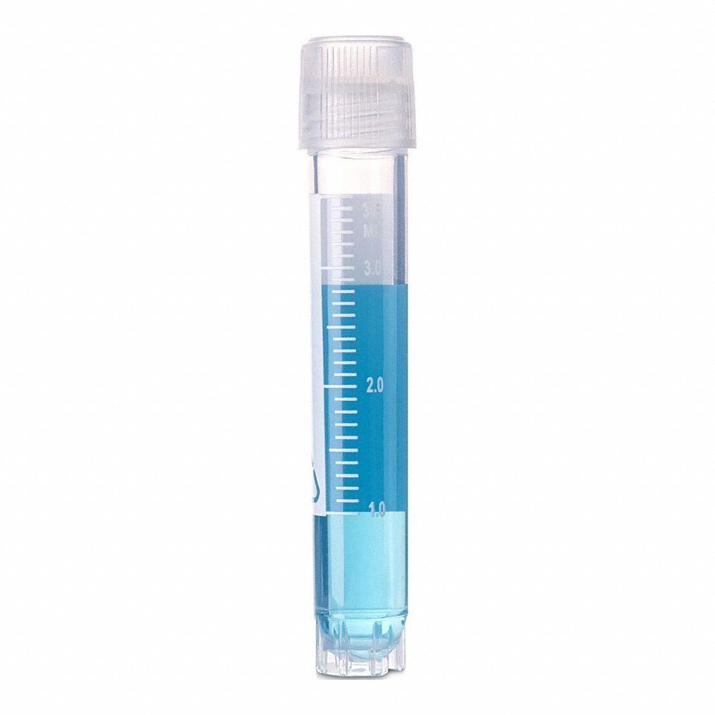 Cryogenic Vial: Polypropylene, 0.135 fl oz Capacity - oz, 4 mL Capacity - mL, Clear, Cryogenic