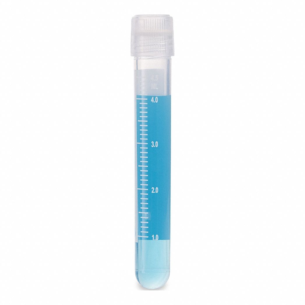 Cryogenic Vial: Polypropylene, 0.169 fl oz Capacity - oz, 5 mL Capacity - mL, Clear, Cryogenic