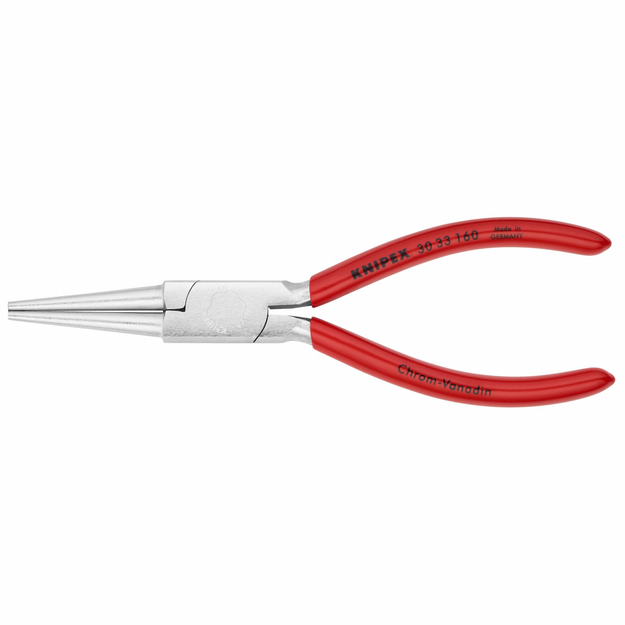 Long Nose Plier: 1 3/16 in Max Jaw Opening, 6 1/4 in Overall Lg, 2 in Jaw Lg, 3/16 in Tip Wd, Smooth